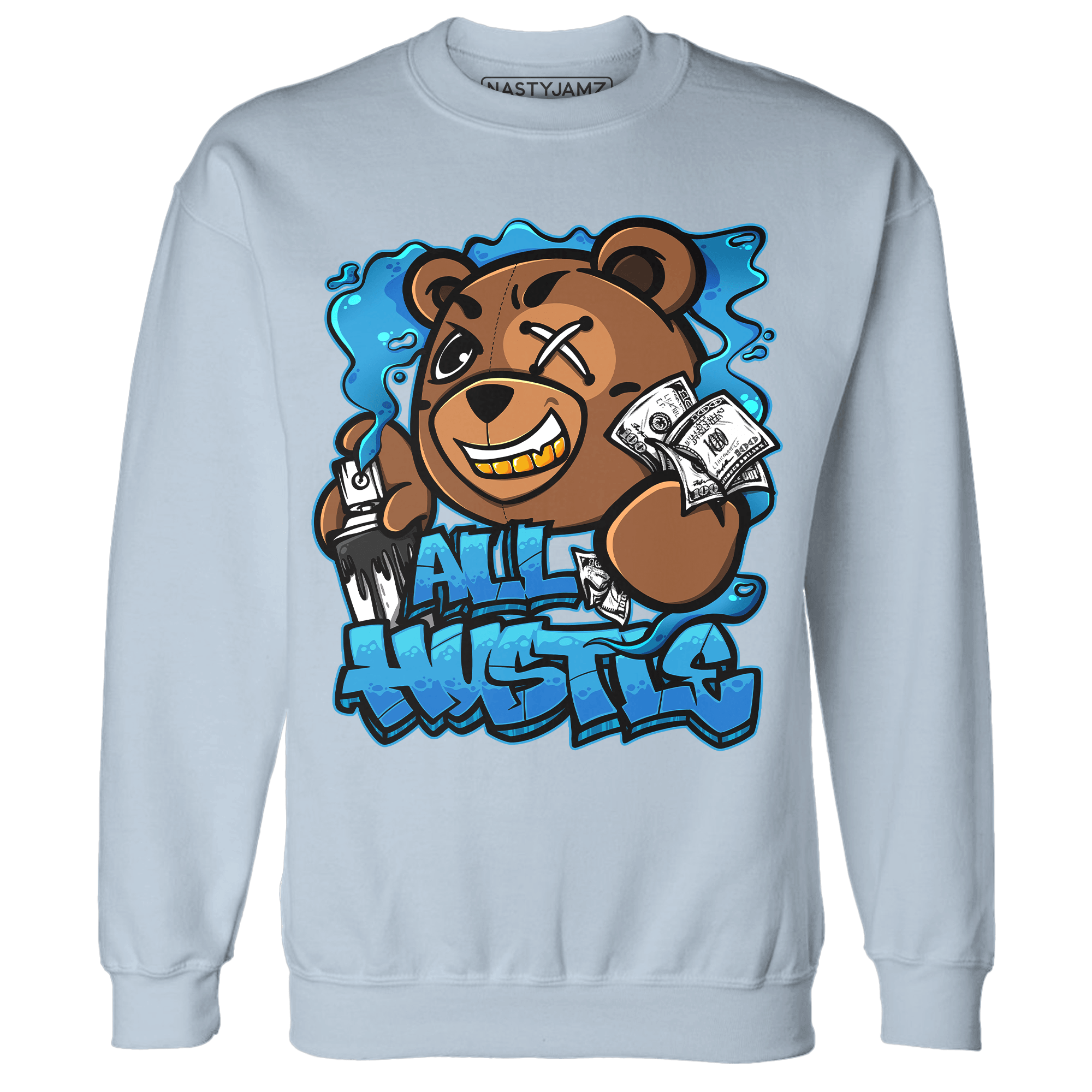 Powder Blue 9s Sweatshirt Match BER Hustle All Day - NastyJamz