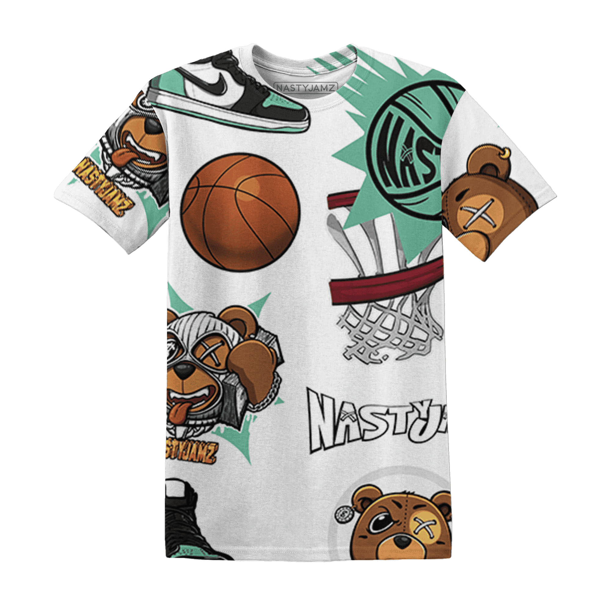 High OG Green Glow 1s T Shirt Match BER Icon Wallpapers 3D All-Over Print - NastyJamz