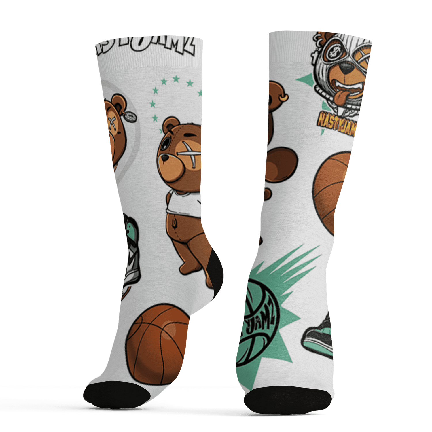 High OG Green Glow 1s Socks Match BER Icon Wallpapers 3D All-Over Print - NastyJamz