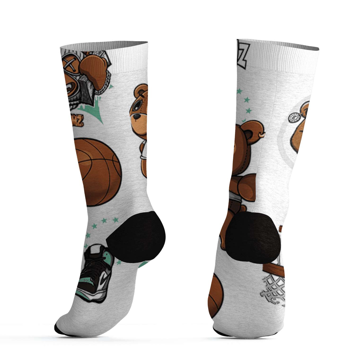 High OG Green Glow 1s Socks Match BER Icon Wallpapers 3D All-Over Print - NastyJamz