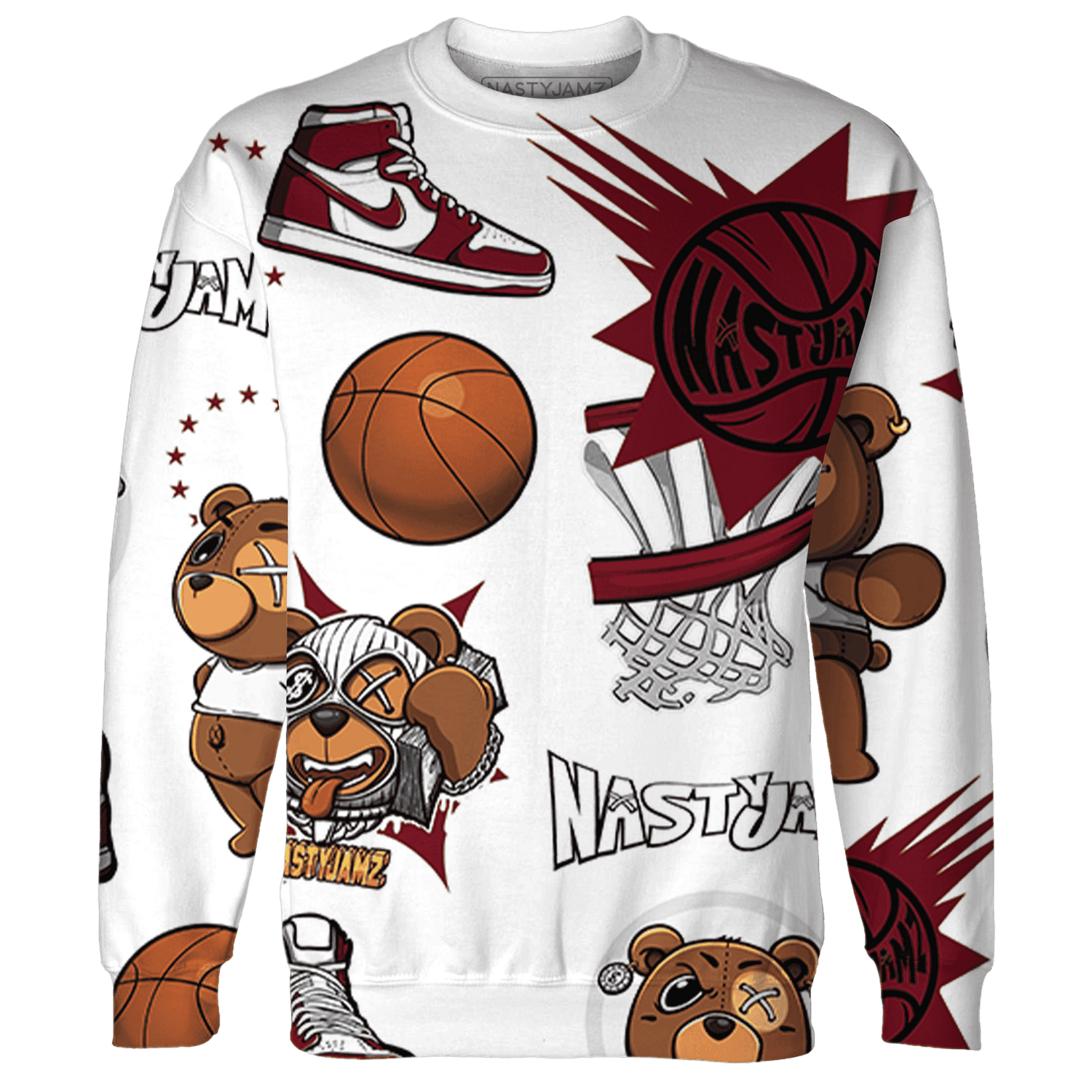 High White Team Red 1s Sweatshirt Match BER Icon Wallpapers 3D All-Over Print - NastyJamz