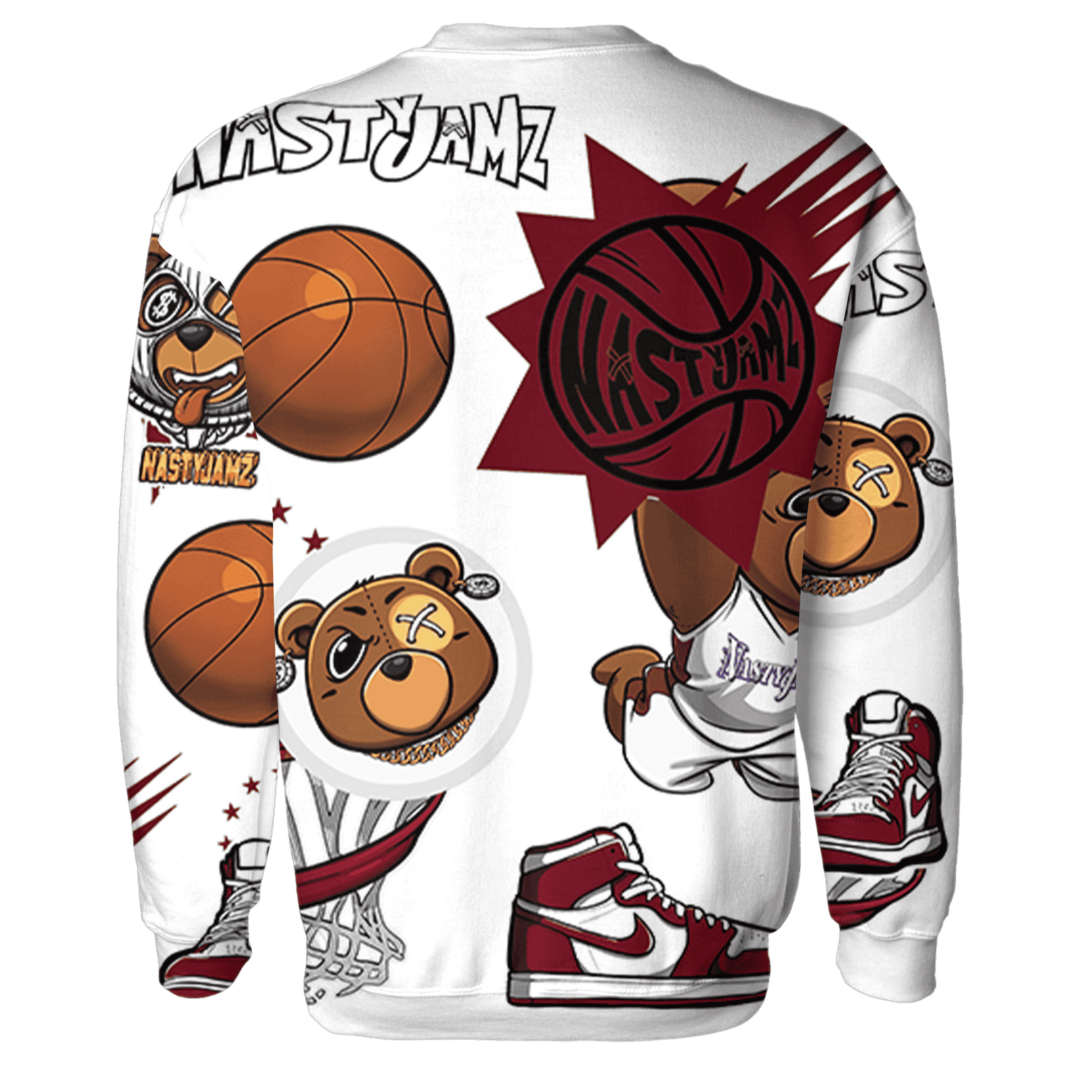 High White Team Red 1s Sweatshirt Match BER Icon Wallpapers 3D All-Over Print - NastyJamz