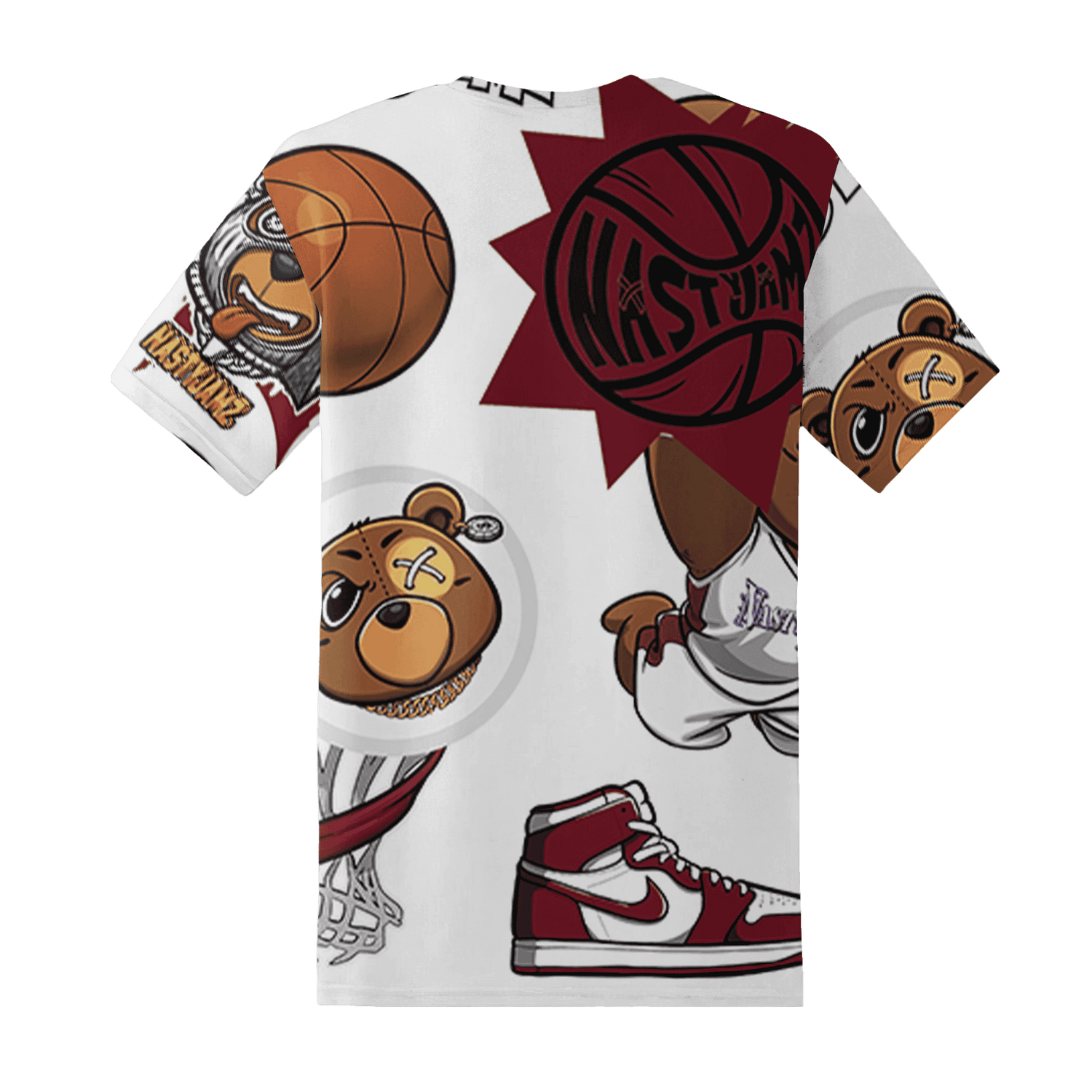 High White Team Red 1s T Shirt Match BER Icon Wallpapers 3D All-Over Print - NastyJamz