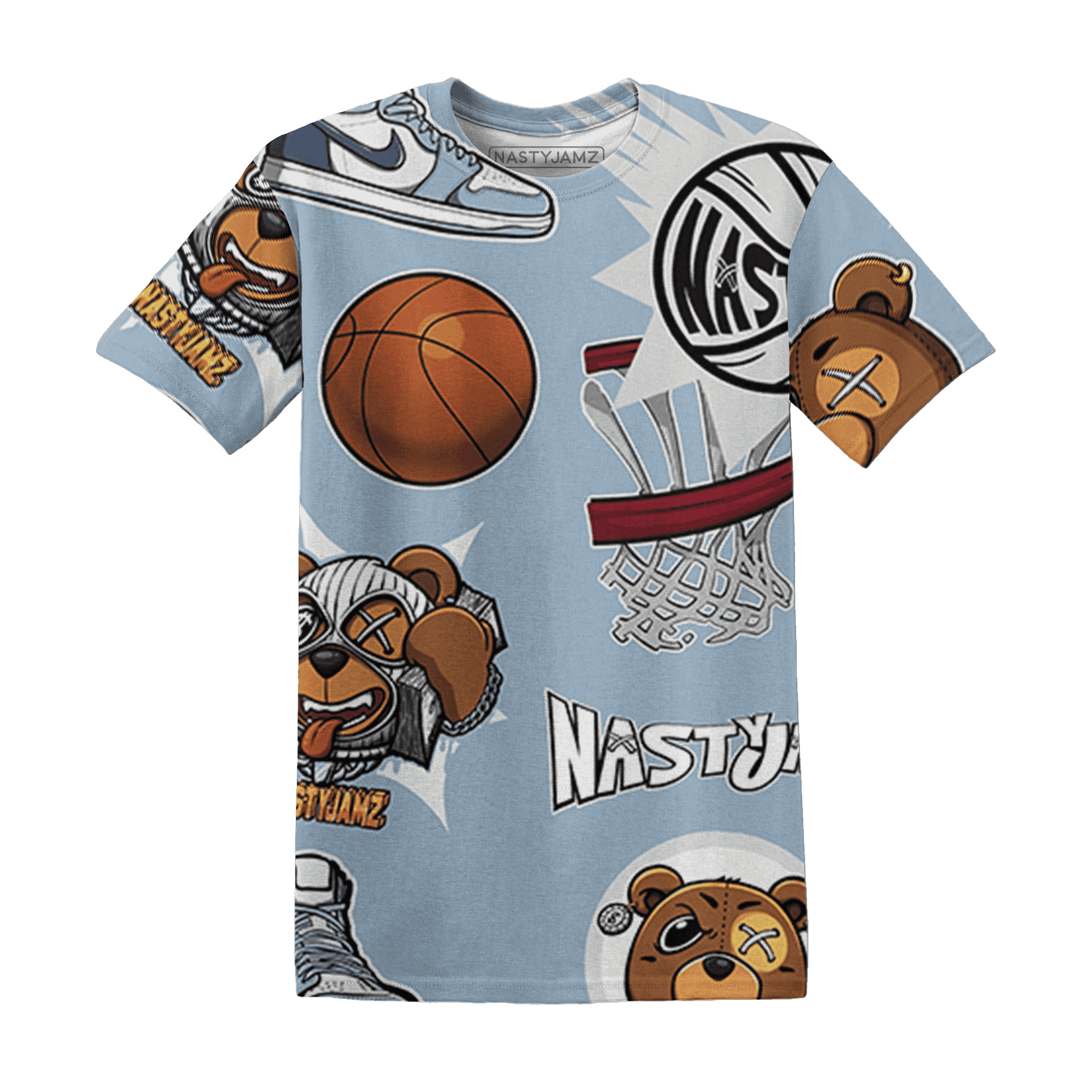 Mid Diffused Blue Grey 1s T Shirt Match BER Icon Wallpapers 3D All-Over Print - NastyJamz