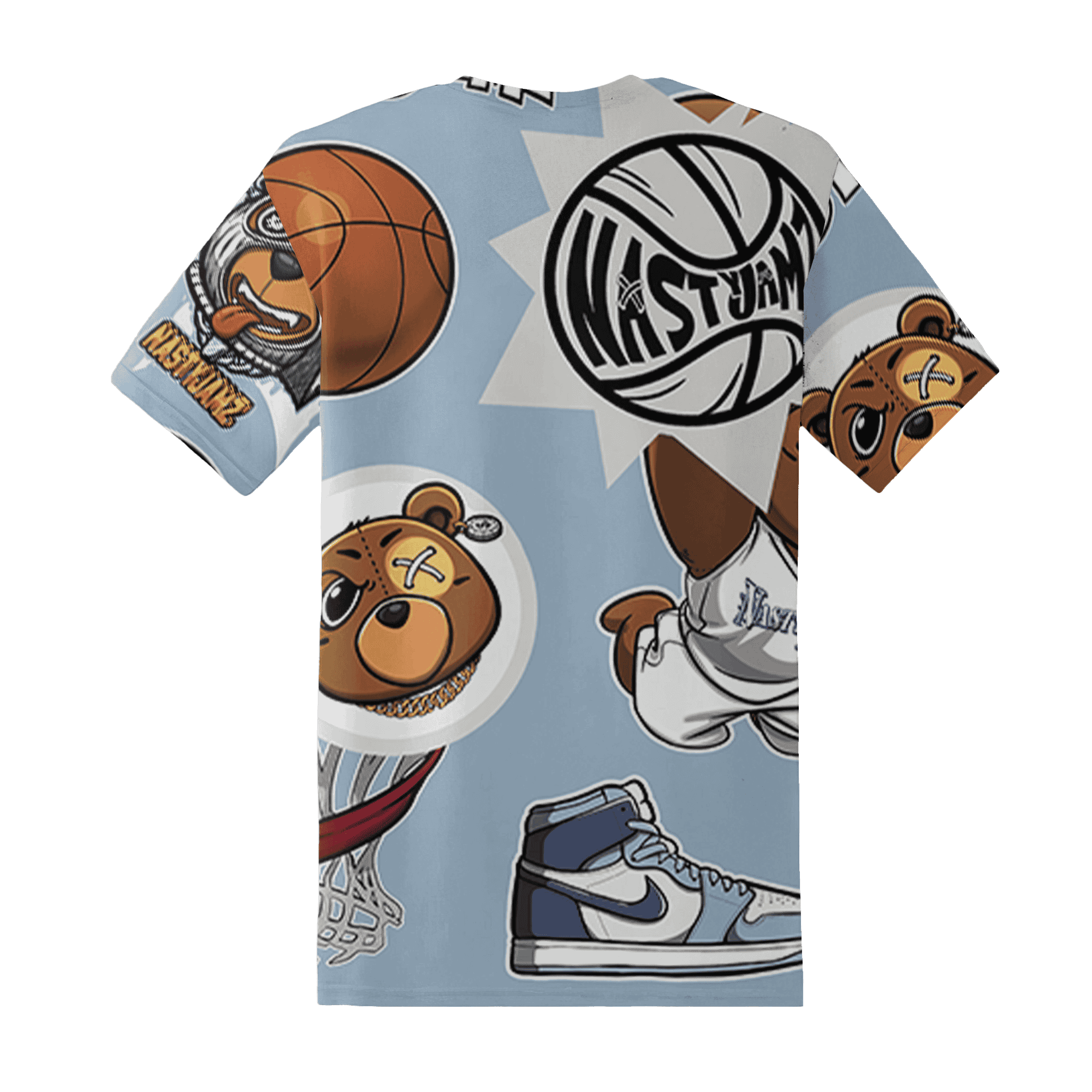 Mid Diffused Blue Grey 1s T Shirt Match BER Icon Wallpapers 3D All-Over Print - NastyJamz