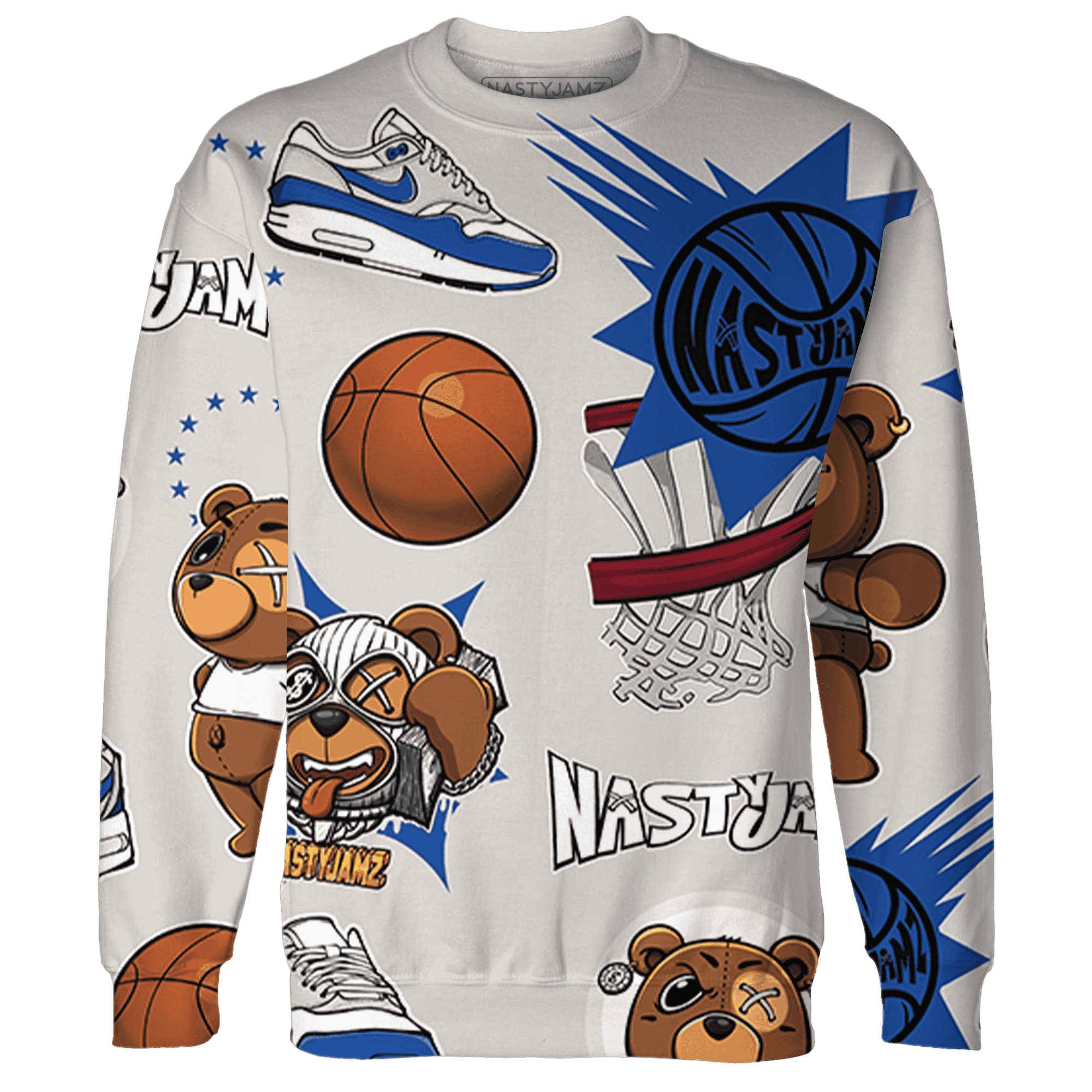 Air Max 1 86 Royal Sweatshirt Match BER Icon Wallpapers 3D All-Over Print - NastyJamz