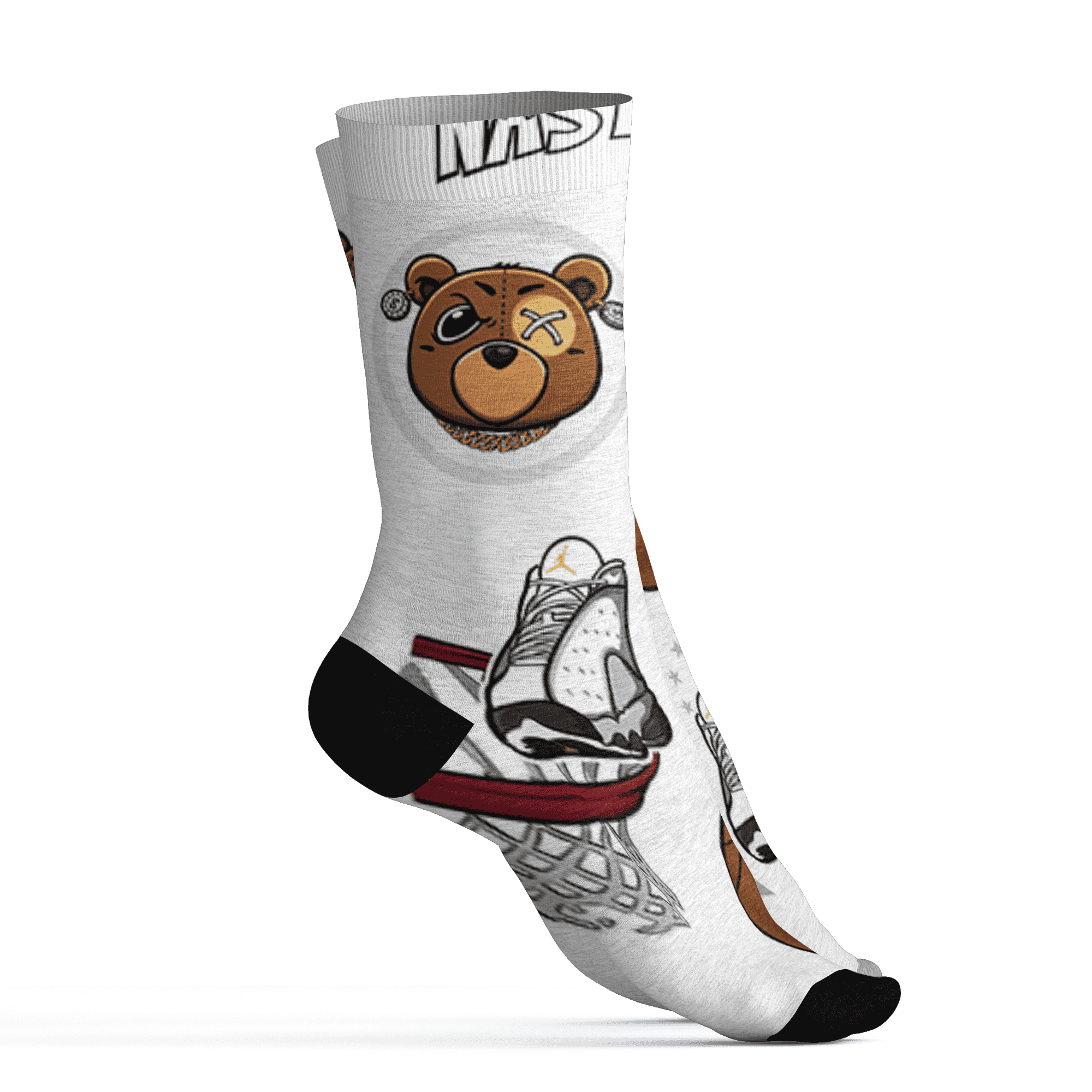 Blue Grey 13s Socks Match BER Icon Wallpapers 3D All-Over Print - NastyJamz