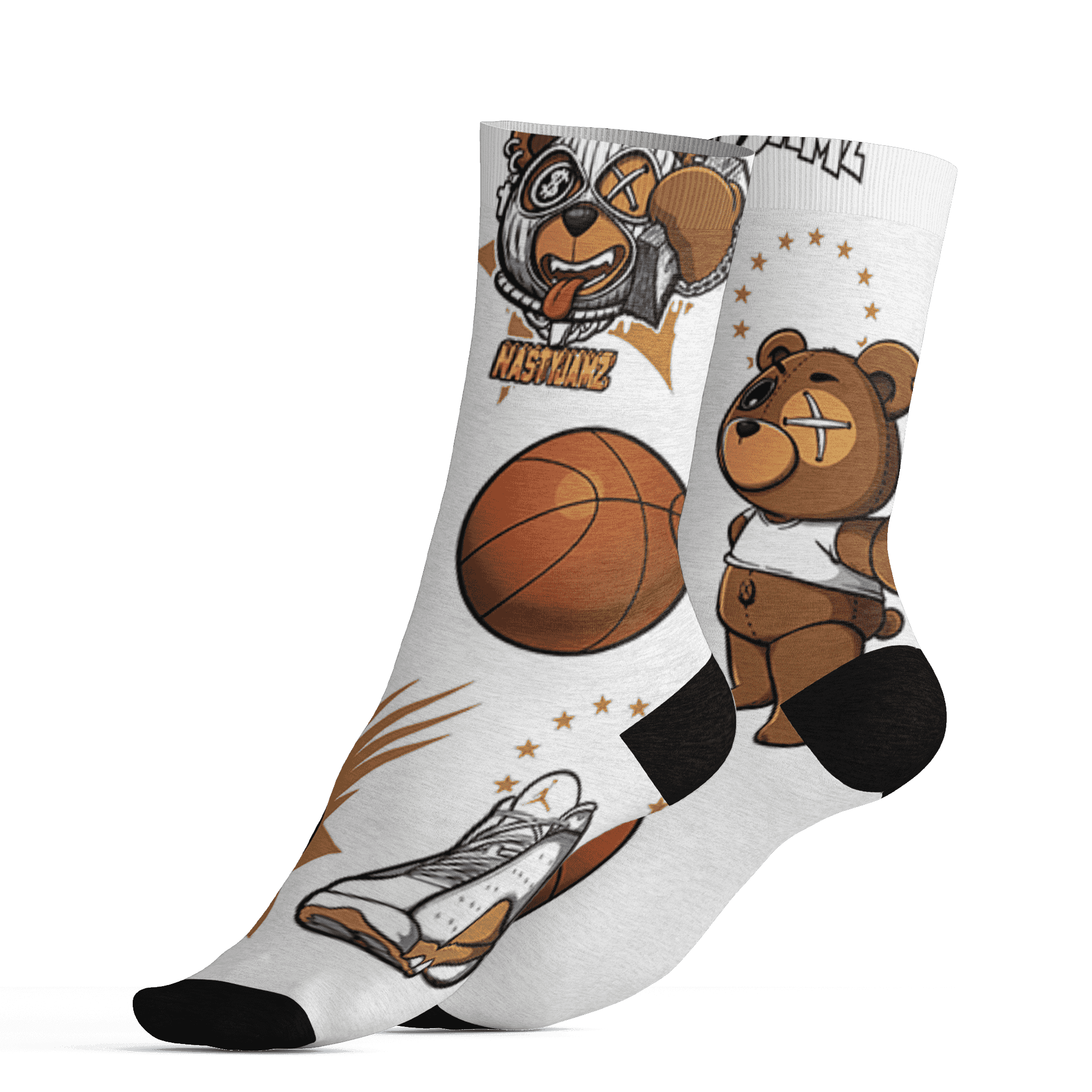 Wheat 13s Socks Match BER Icon Wallpapers 3D All-Over Print - NastyJamz