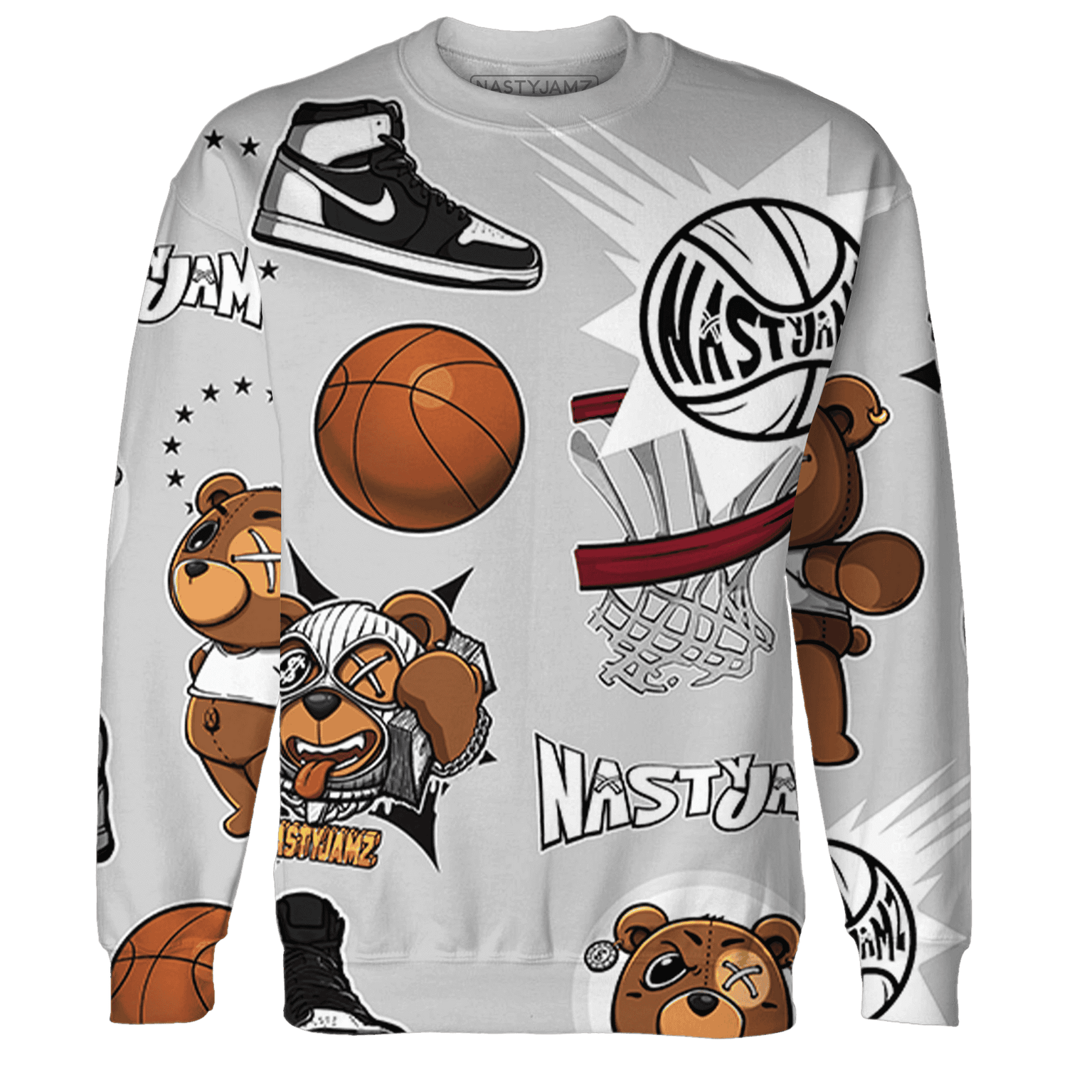 Retro High OG Black White 1s Sweatshirt Match BER Icon Wallpapers 3D All-Over Print - NastyJamz