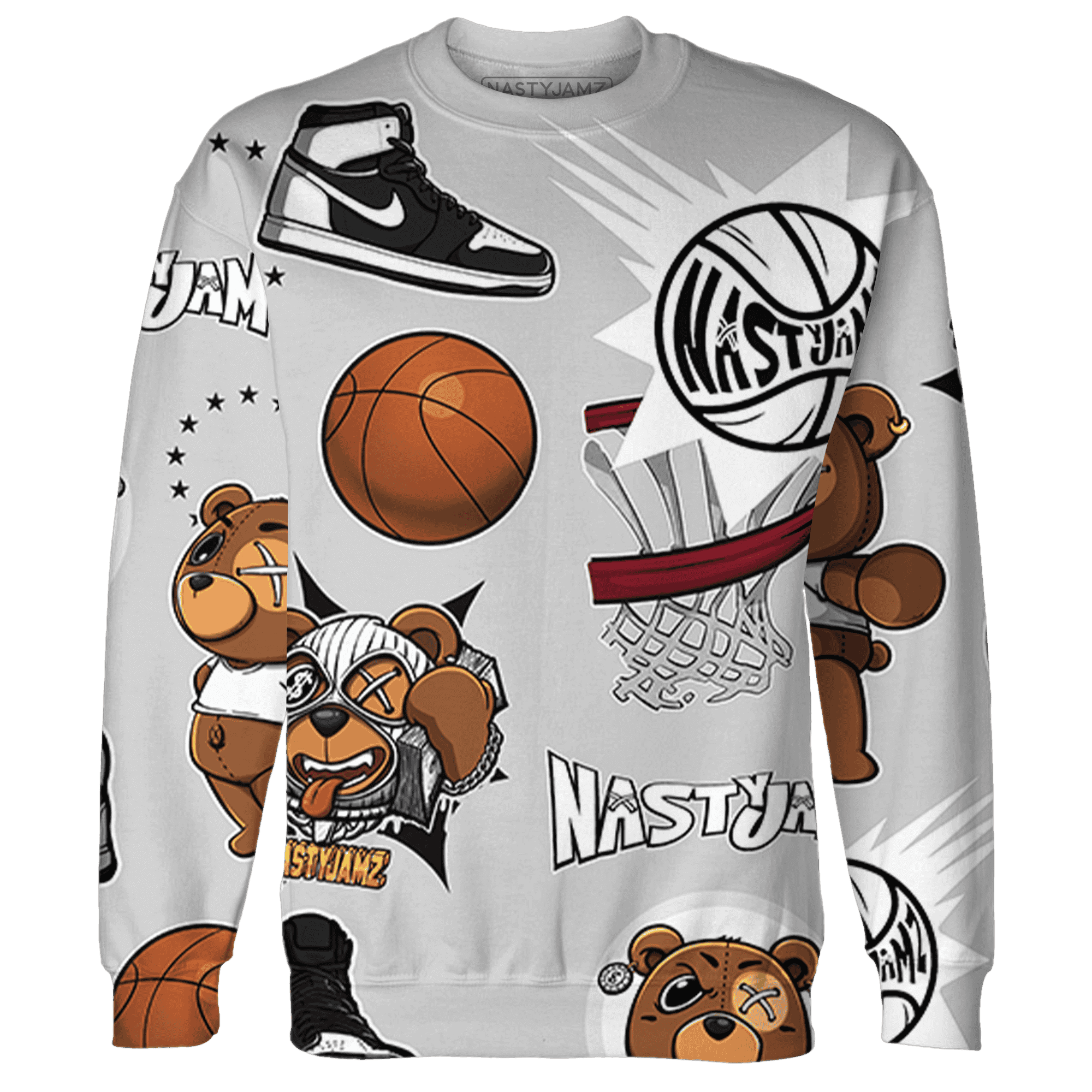 Retro High OG Black White 1s Sweatshirt Match BER Icon Wallpapers 3D All-Over Print - NastyJamz
