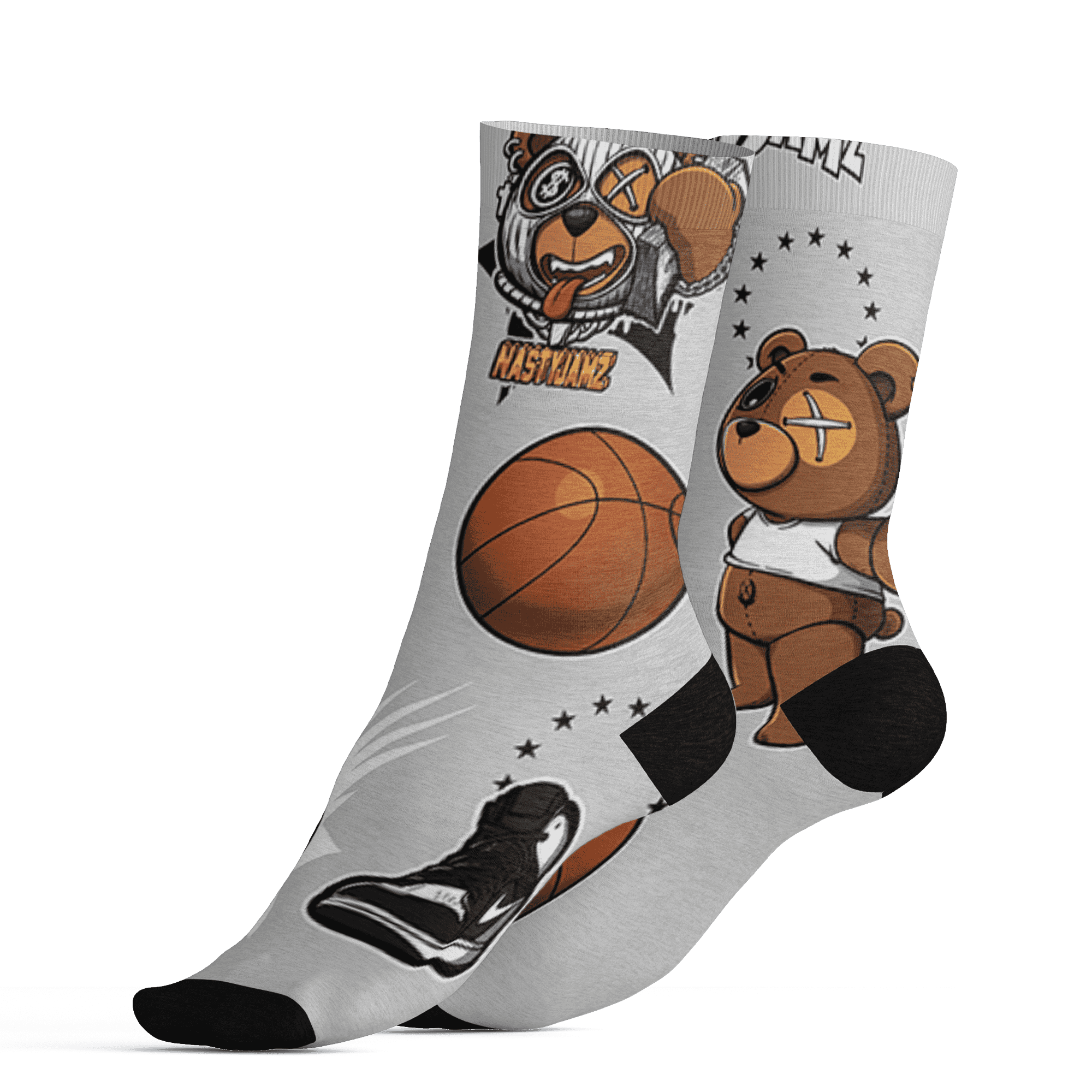 Retro High OG Black White 1s Socks Match BER Icon Wallpapers 3D All-Over Print - NastyJamz