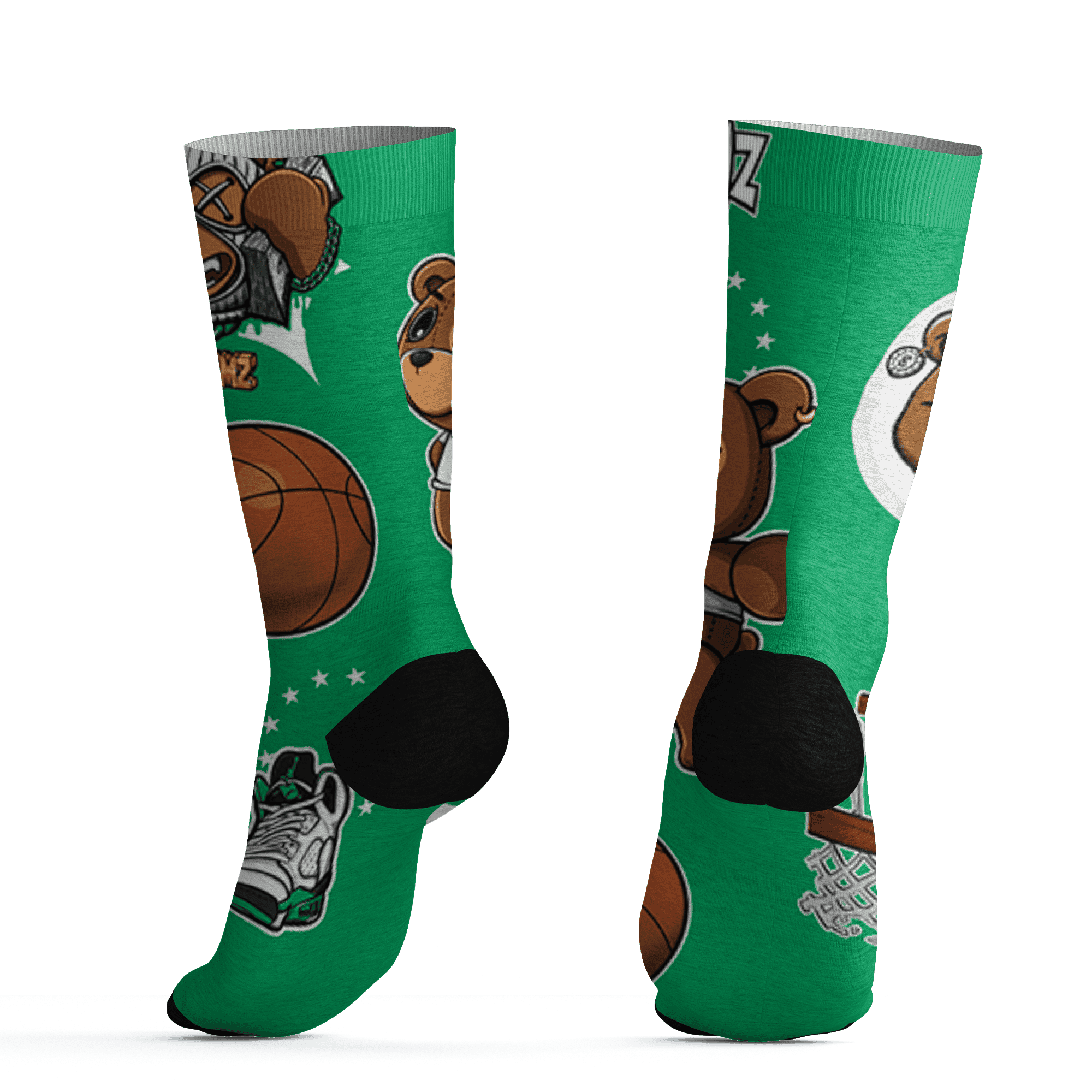 Lucky Green 5s Socks Match BER Icon Wallpapers 3D All-Over Print - NastyJamz