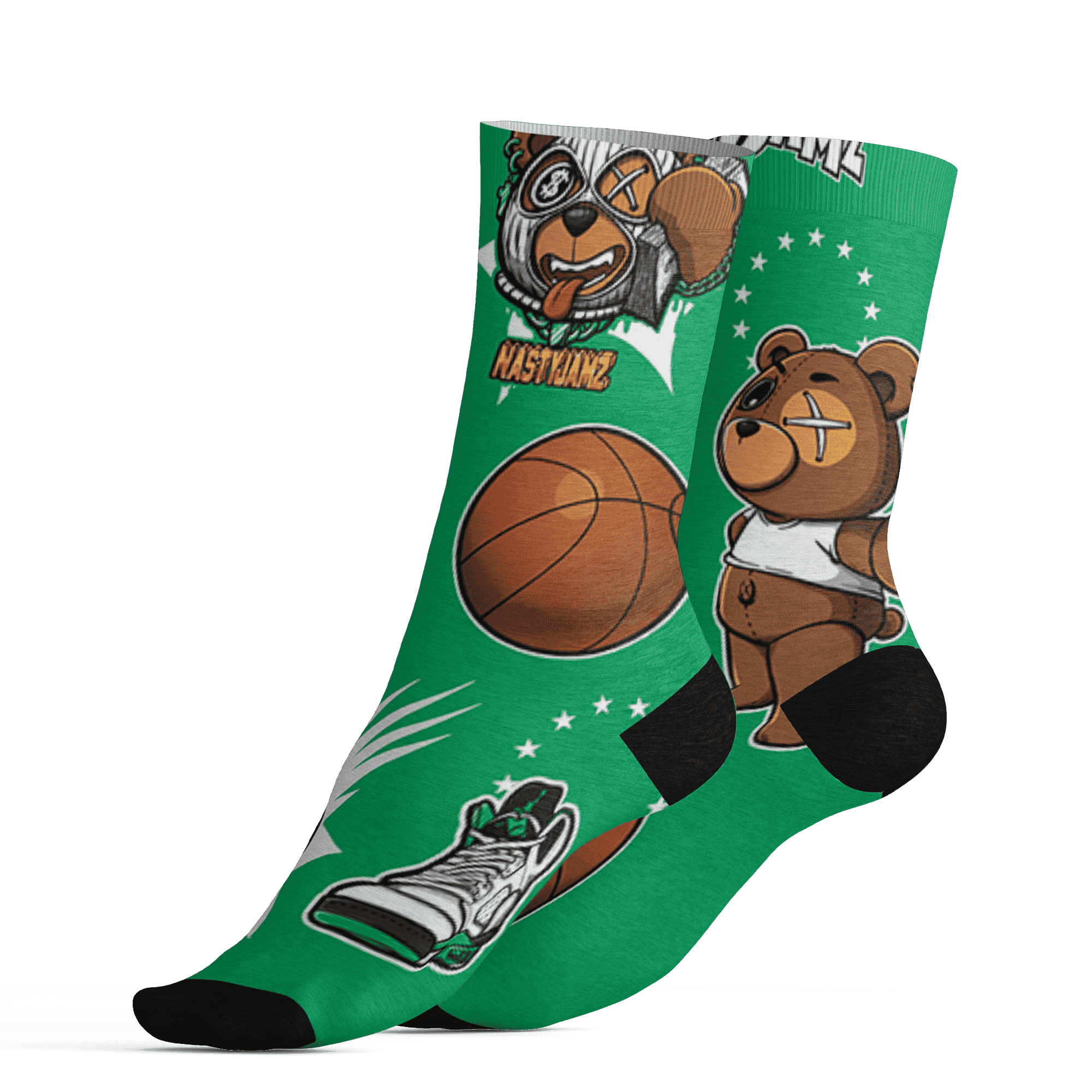 Lucky Green 5s Socks Match BER Icon Wallpapers 3D All-Over Print - NastyJamz