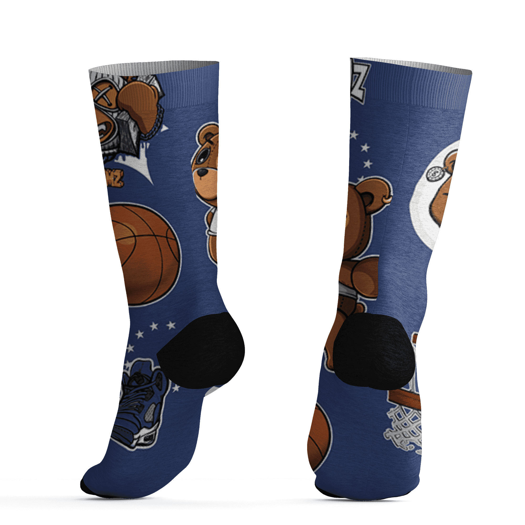 Midnight Navy 5s Socks Match BER Icon Wallpapers 3D All-Over Print - NastyJamz