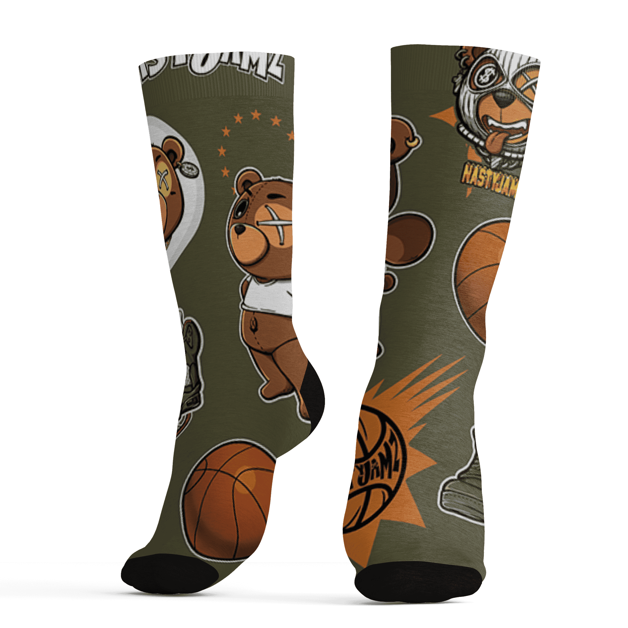 Olive 5s Socks Match BER Icon Wallpapers 3D All-Over Print - NastyJamz