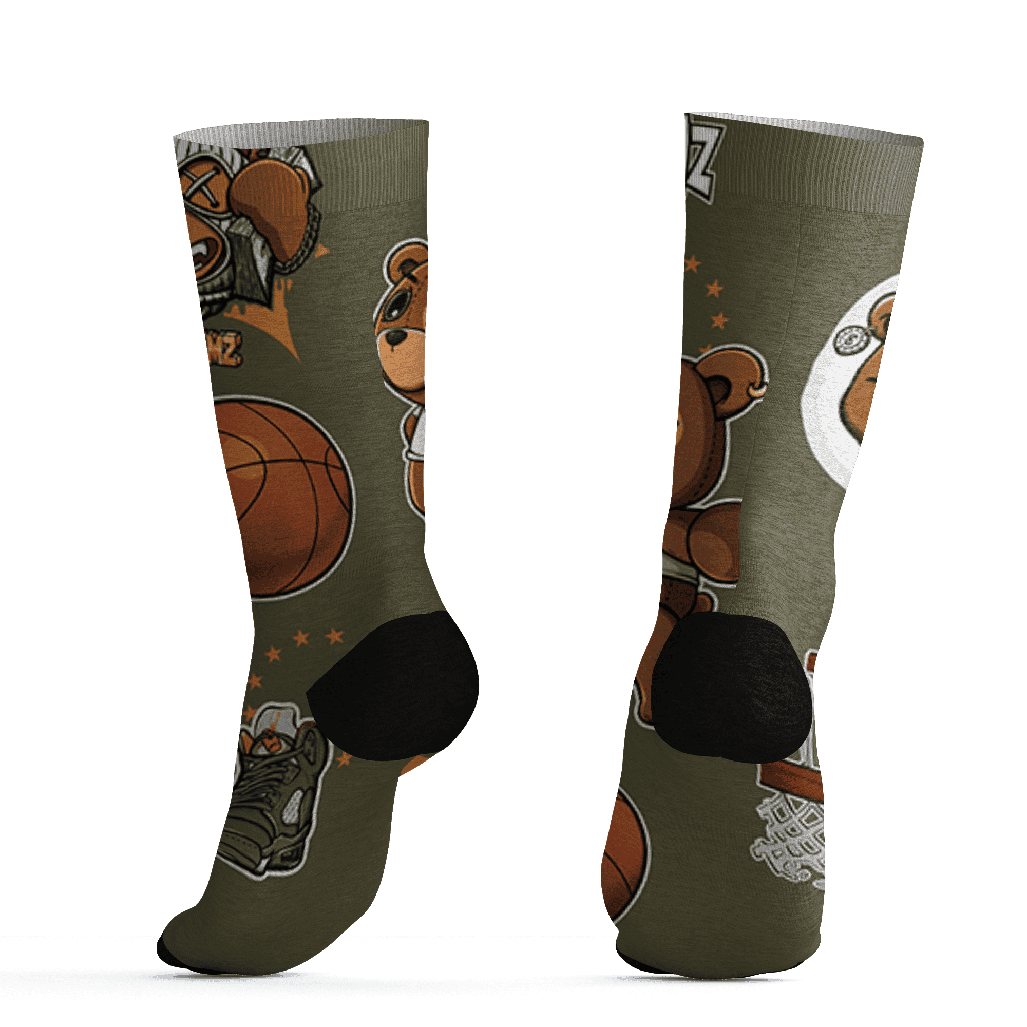 Olive 5s Socks Match BER Icon Wallpapers 3D All-Over Print - NastyJamz