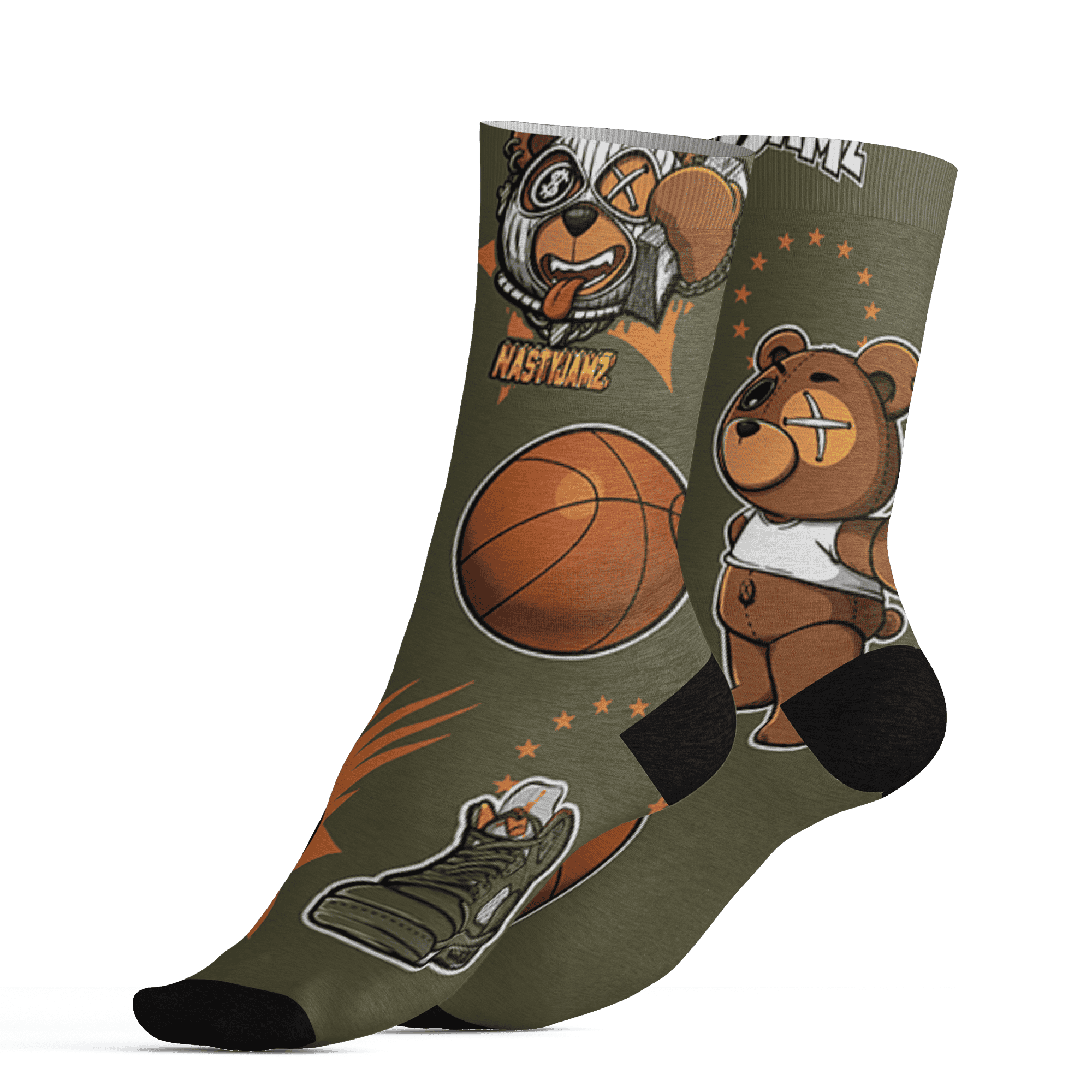 Olive 5s Socks Match BER Icon Wallpapers 3D All-Over Print - NastyJamz
