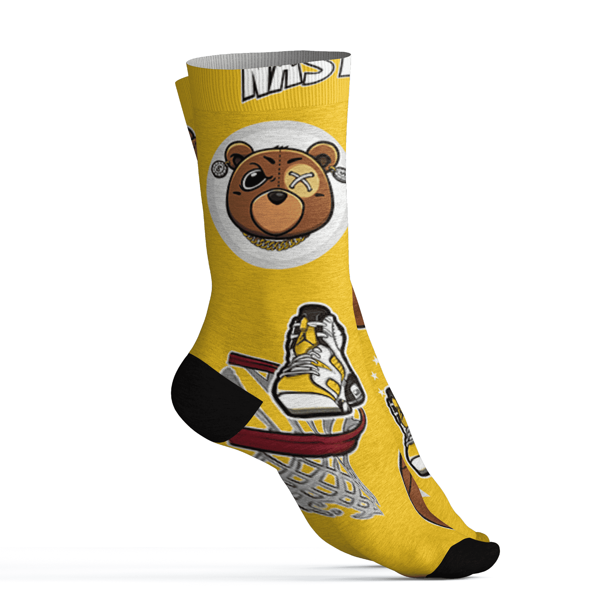 Yellow Ochre 6s Socks Match BER Icon Wallpapers 3D All-Over Print - NastyJamz