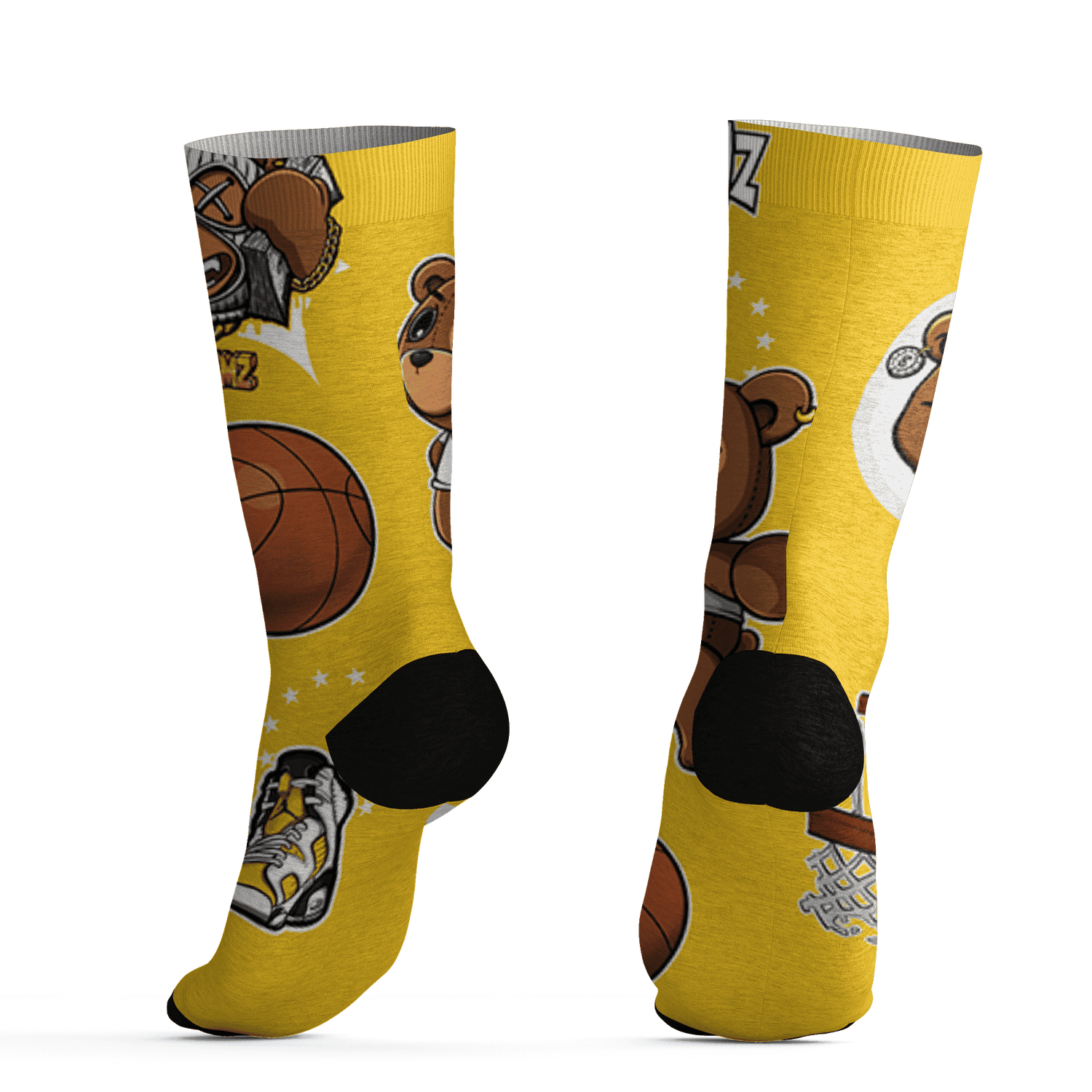 Yellow Ochre 6s Socks Match BER Icon Wallpapers 3D All-Over Print - NastyJamz