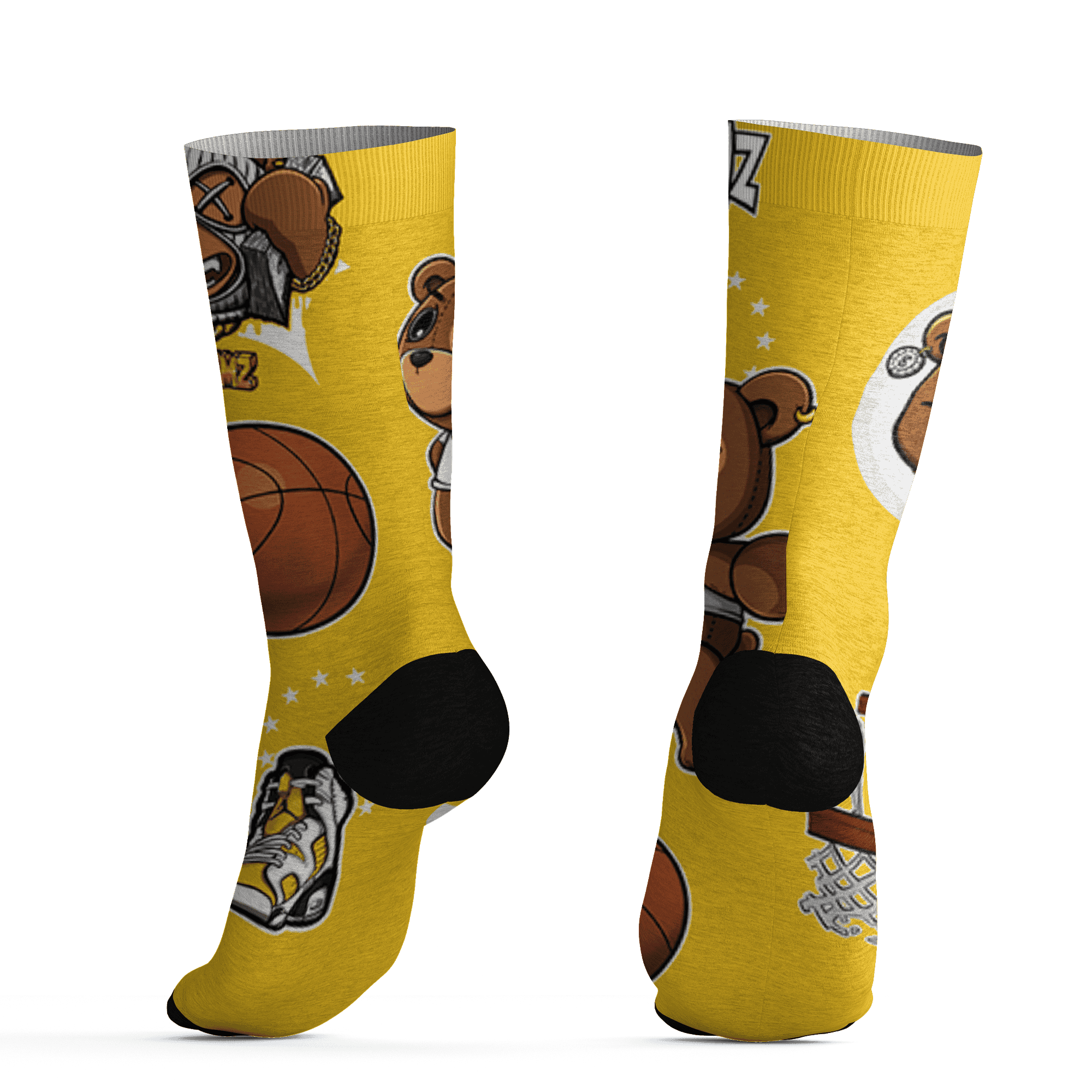 Yellow Ochre 6s Socks Match BER Icon Wallpapers 3D All-Over Print - NastyJamz