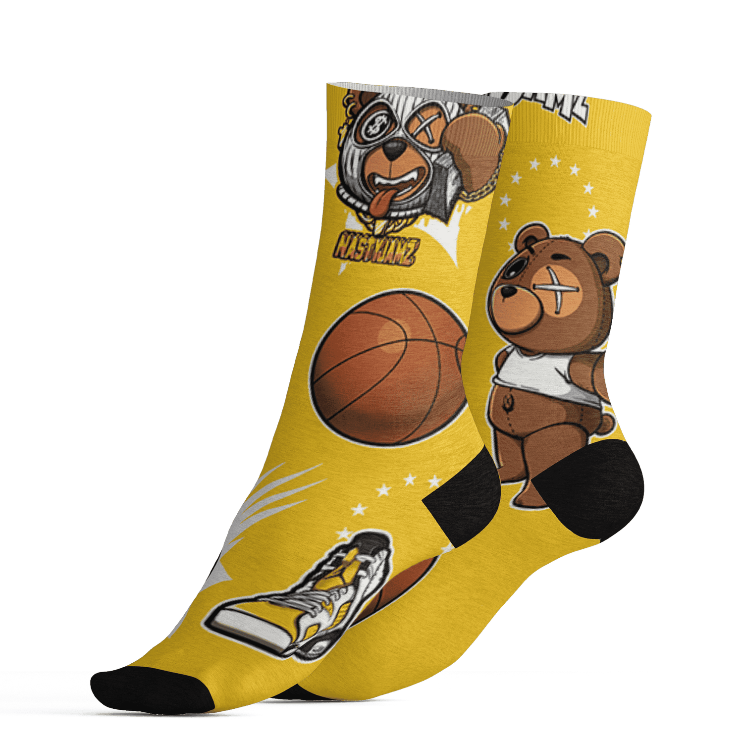 Yellow Ochre 6s Socks Match BER Icon Wallpapers 3D All-Over Print - NastyJamz