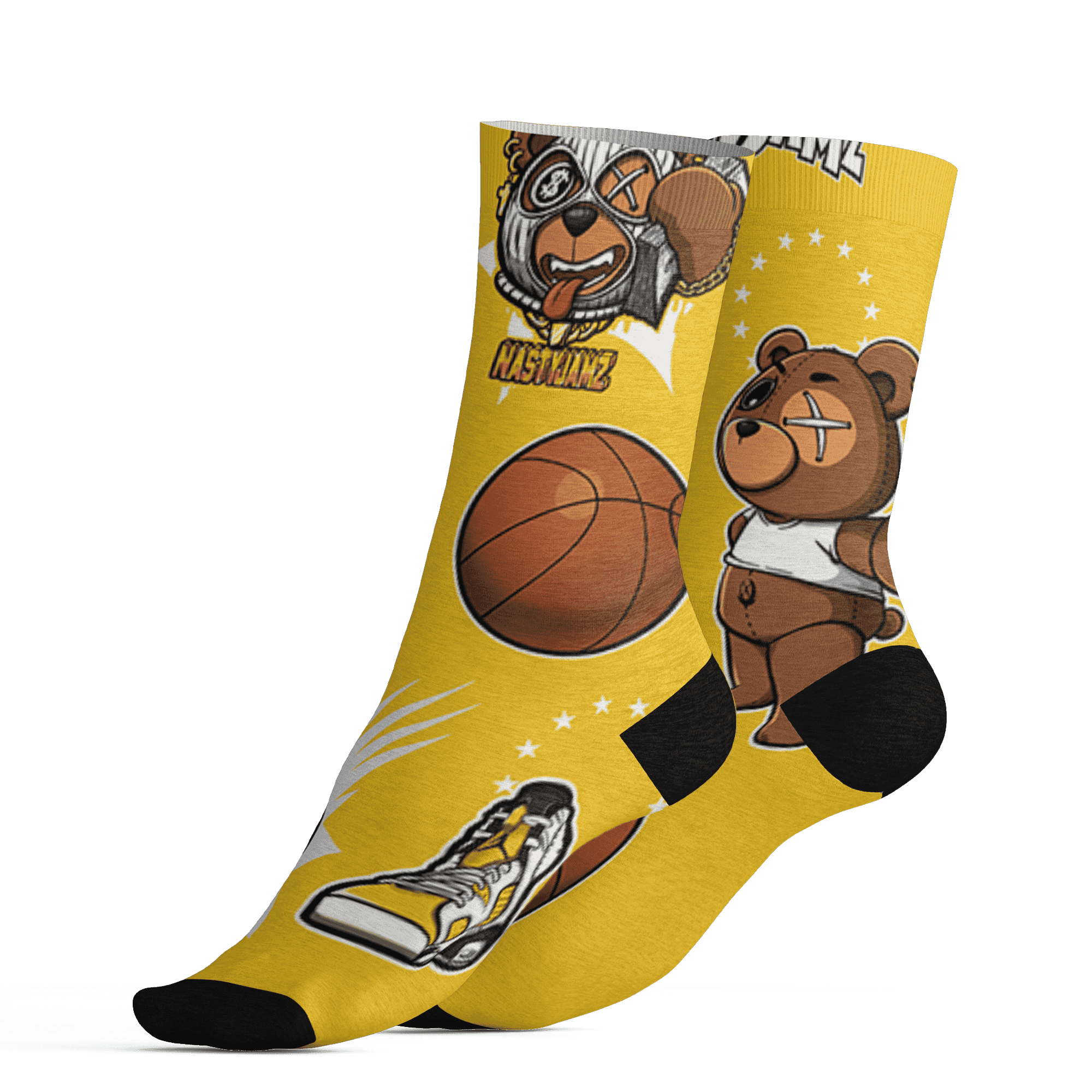 Yellow Ochre 6s Socks Match BER Icon Wallpapers 3D All-Over Print - NastyJamz