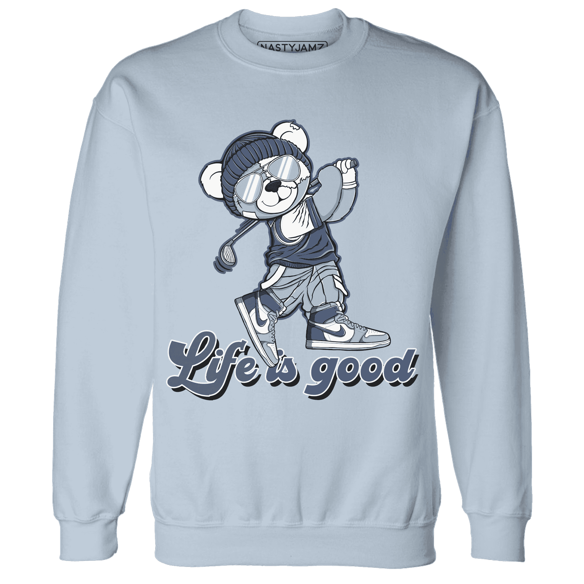 Mid Diffused Blue Grey 1s Sweatshirt Match BER Like Golf - NastyJamz
