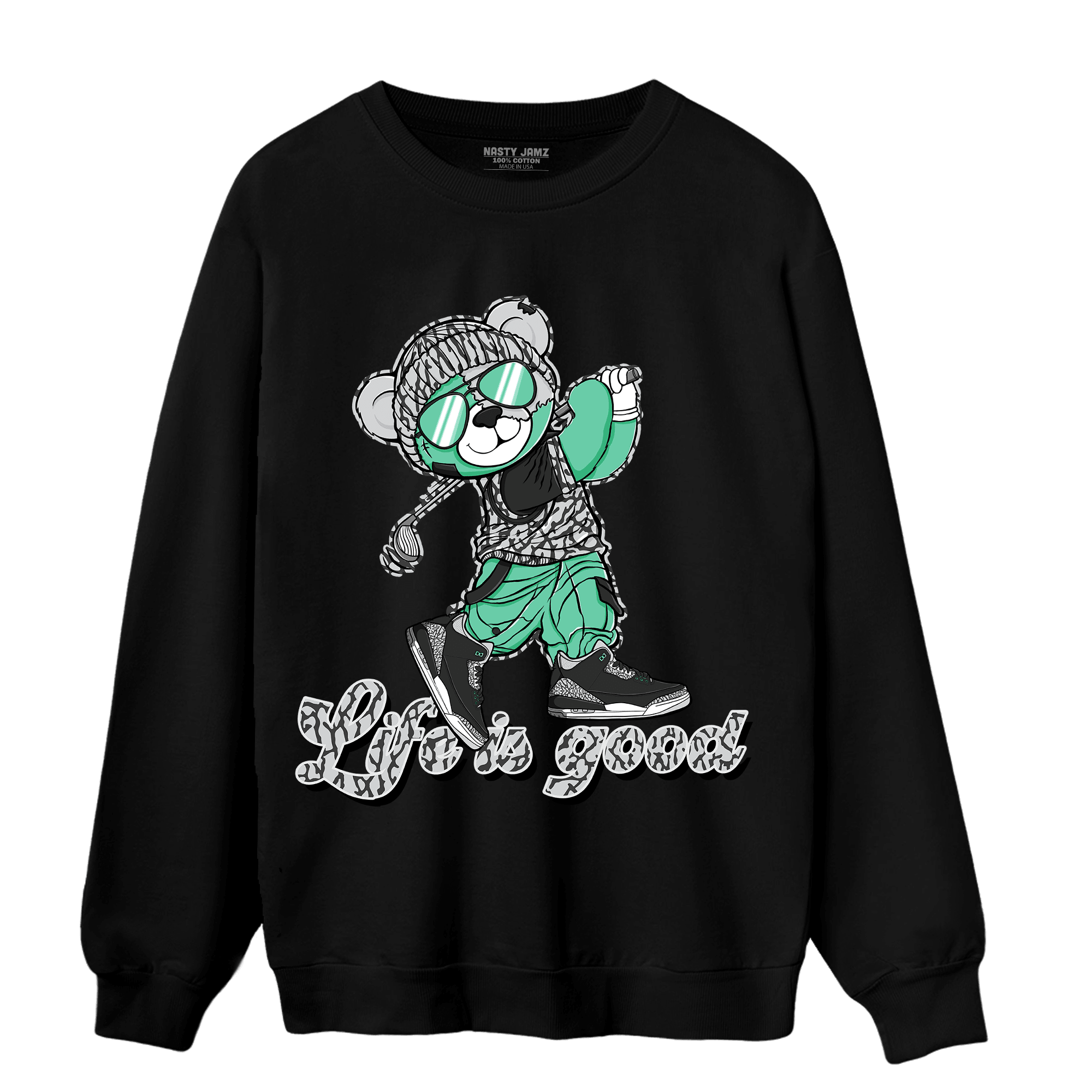Green Glow 3s Sweatshirt Match BER Like Golf - NastyJamz