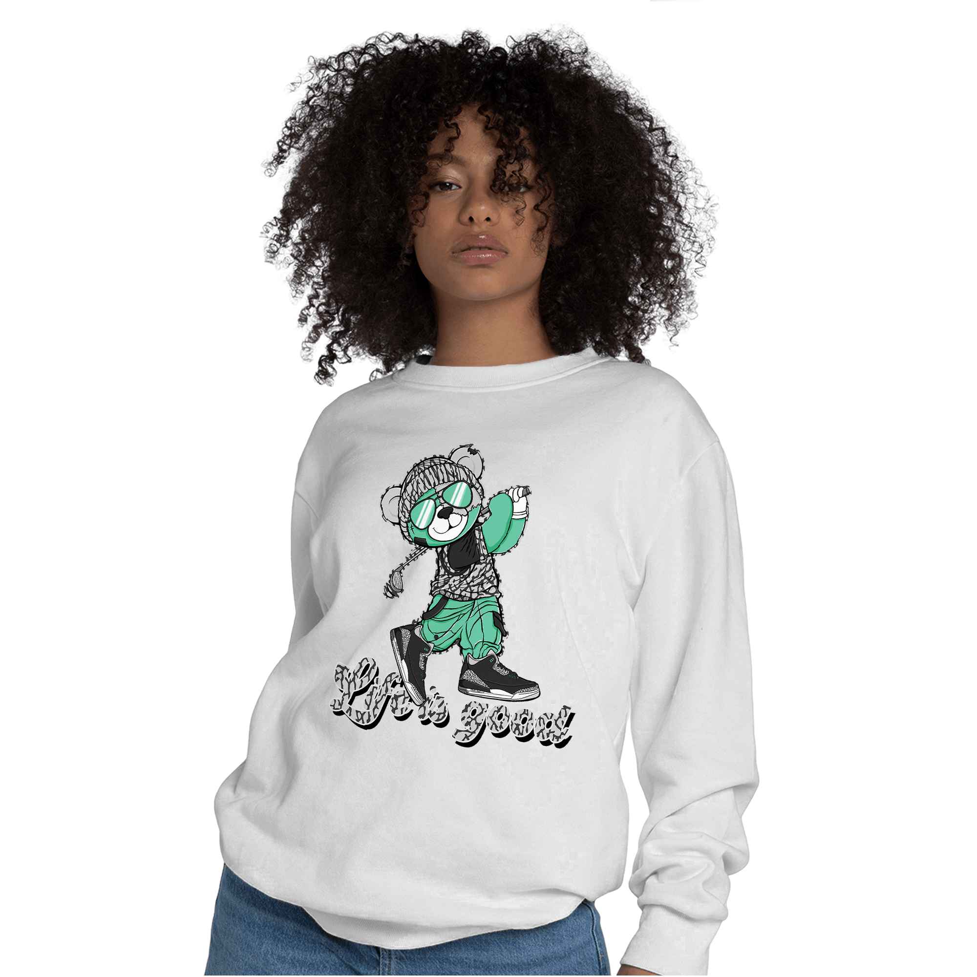 Green Glow 3s Sweatshirt Match BER Like Golf - NastyJamz
