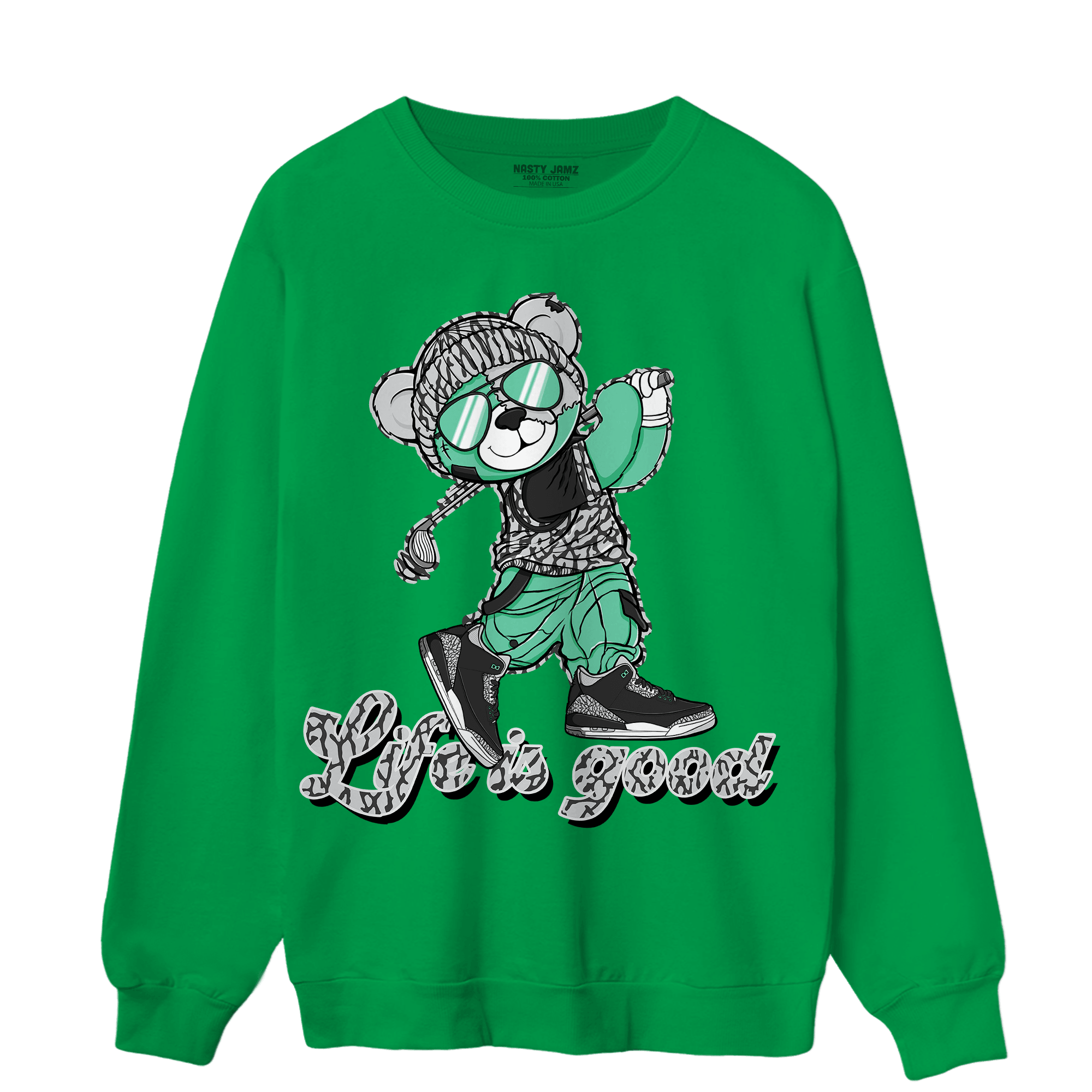 Green Glow 3s Sweatshirt Match BER Like Golf - NastyJamz