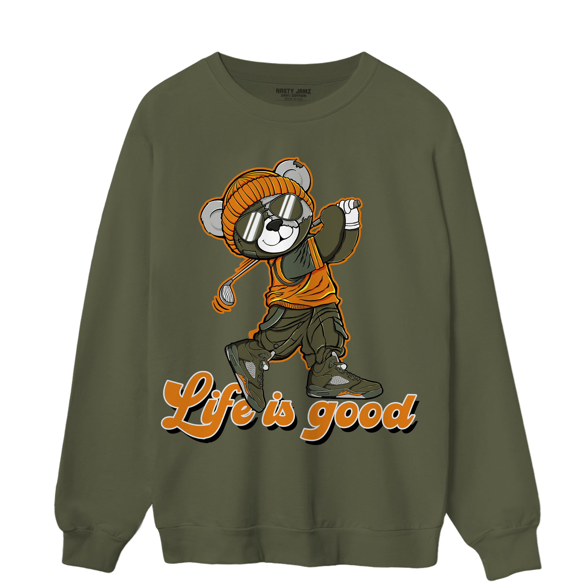 Olive 5s Sweatshirt Match BER Like Golf - NastyJamz