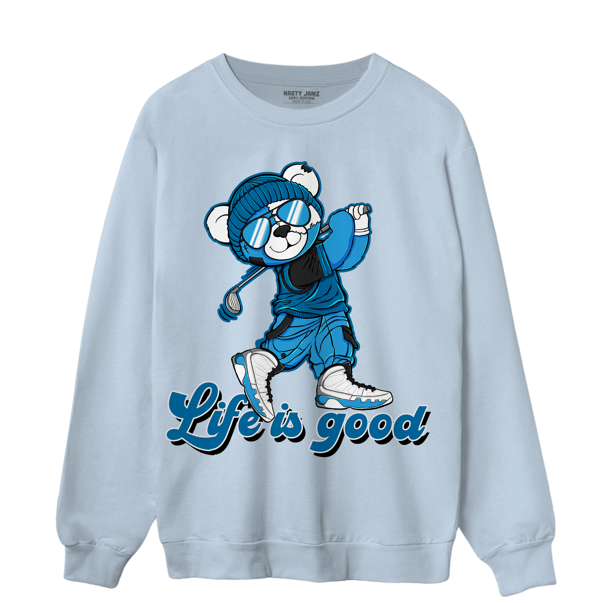 Powder Blue 9s Sweatshirt Match BER Like Golf - NastyJamz