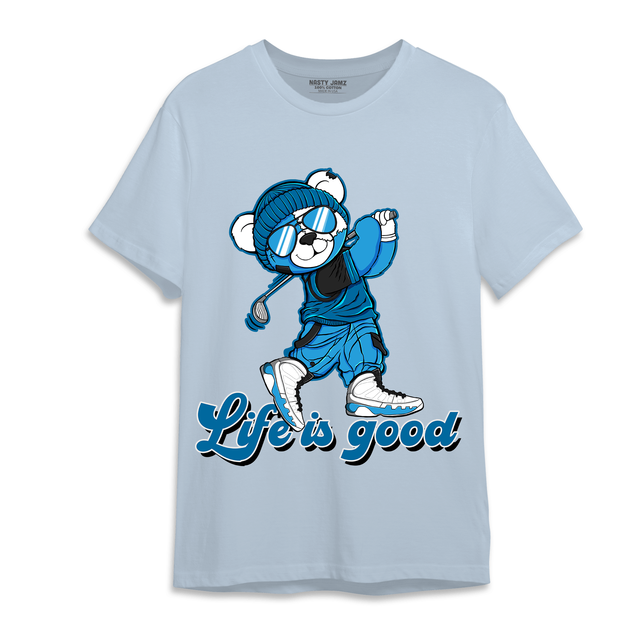 Powder Blue 9s T Shirt Match BER Like Golf - NastyJamz