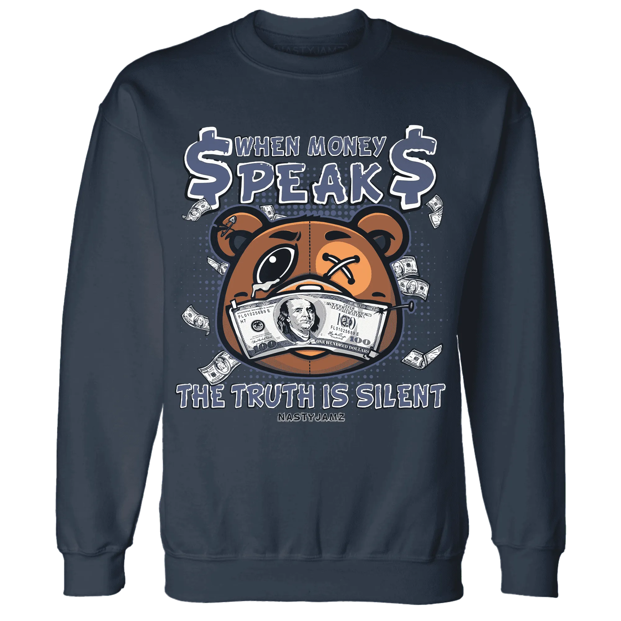 Low-Diffused-Blue-11s-Sweatshirt-Match-BER-Money-Speaks-Truth-Silent