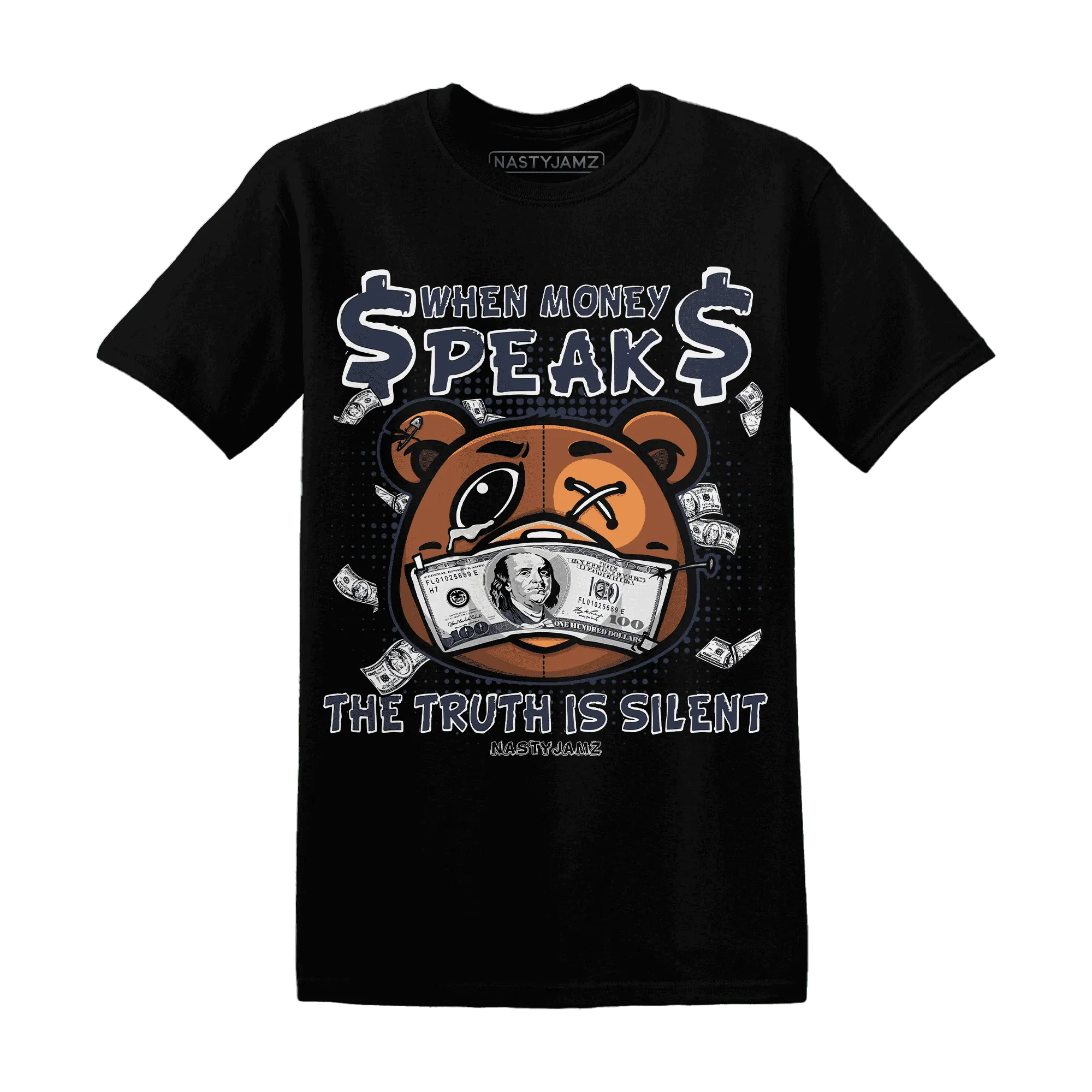 White-Navy-6s-T-Shirt-Match-BER-Money-Speaks-Truth-Silent