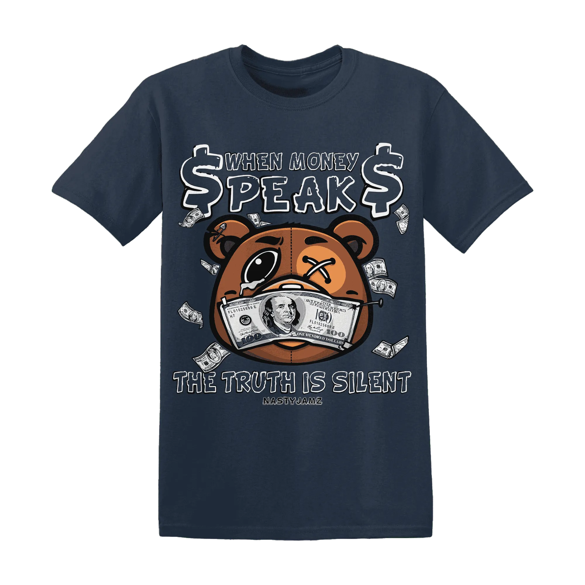 White-Navy-6s-T-Shirt-Match-BER-Money-Speaks-Truth-Silent