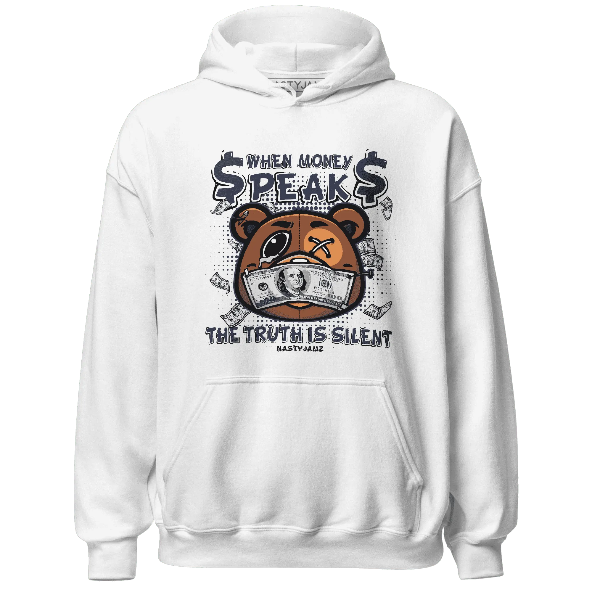 White-Navy-6s-Hoodie-Match-BER-Money-Speaks-Truth-Silent