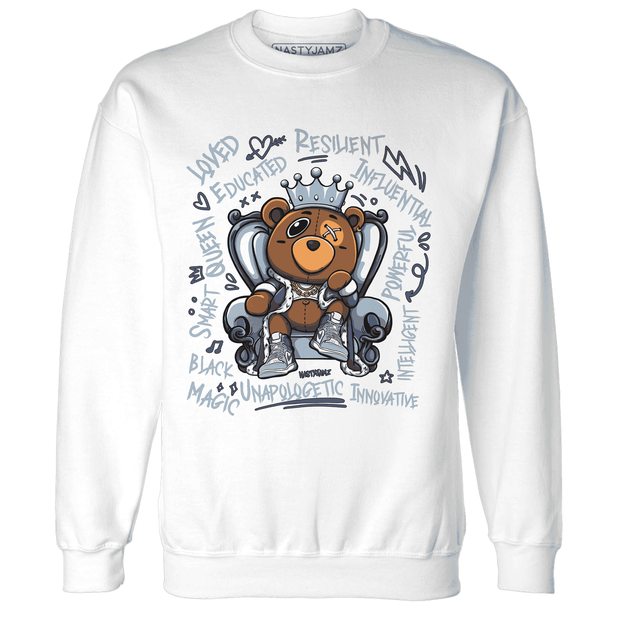 Mid Diffused Blue Grey 1s Sweatshirt Match BER Self Definition - NastyJamz