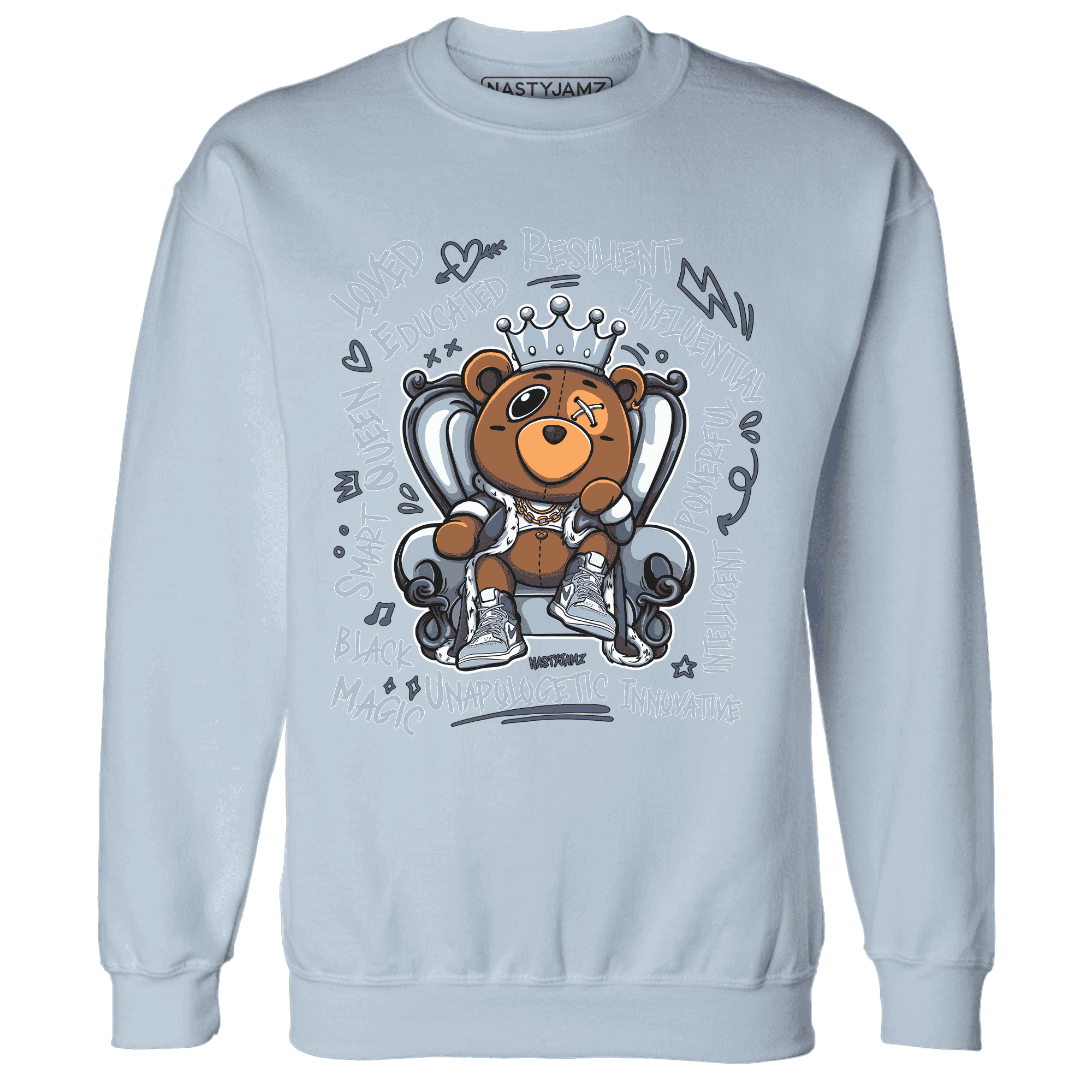 Mid Diffused Blue Grey 1s Sweatshirt Match BER Self Definition - NastyJamz