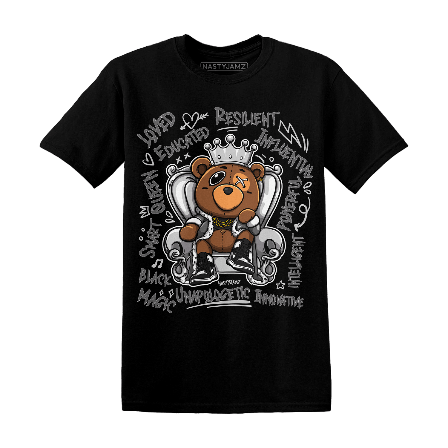 Retro High OG Black White 1s T Shirt Match BER Self Definition - NastyJamz