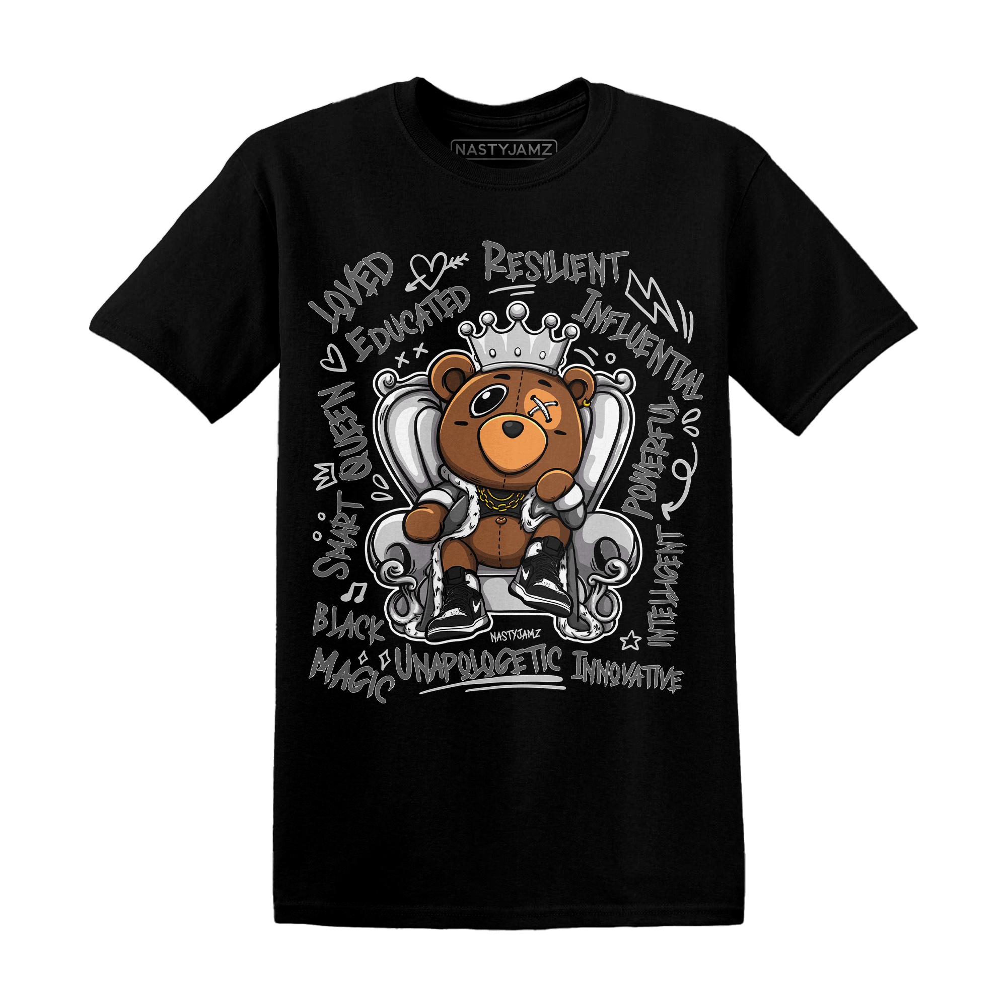 Retro High OG Black White 1s T Shirt Match BER Self Definition - NastyJamz