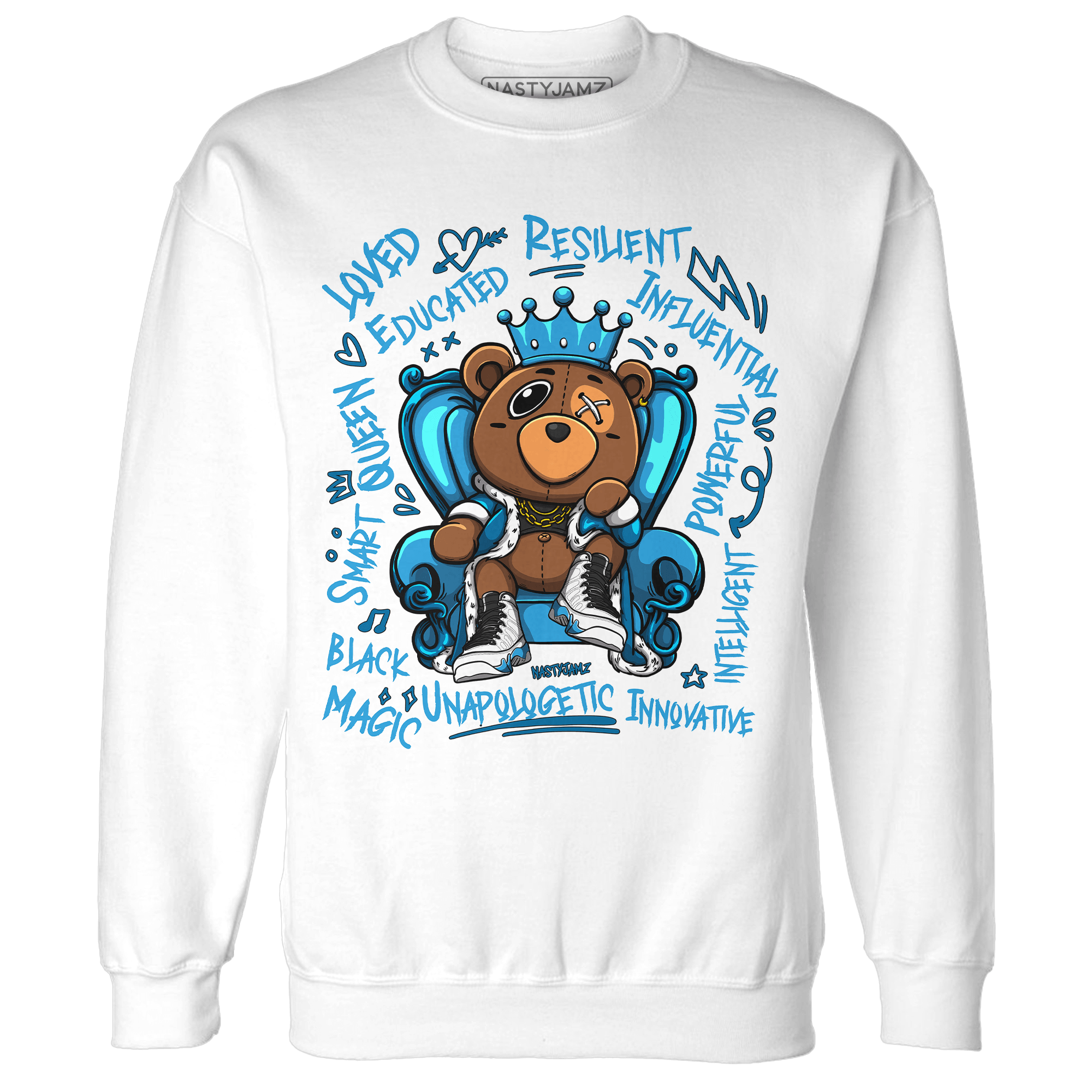 Powder Blue 9s Sweatshirt Match BER Self Definition - NastyJamz