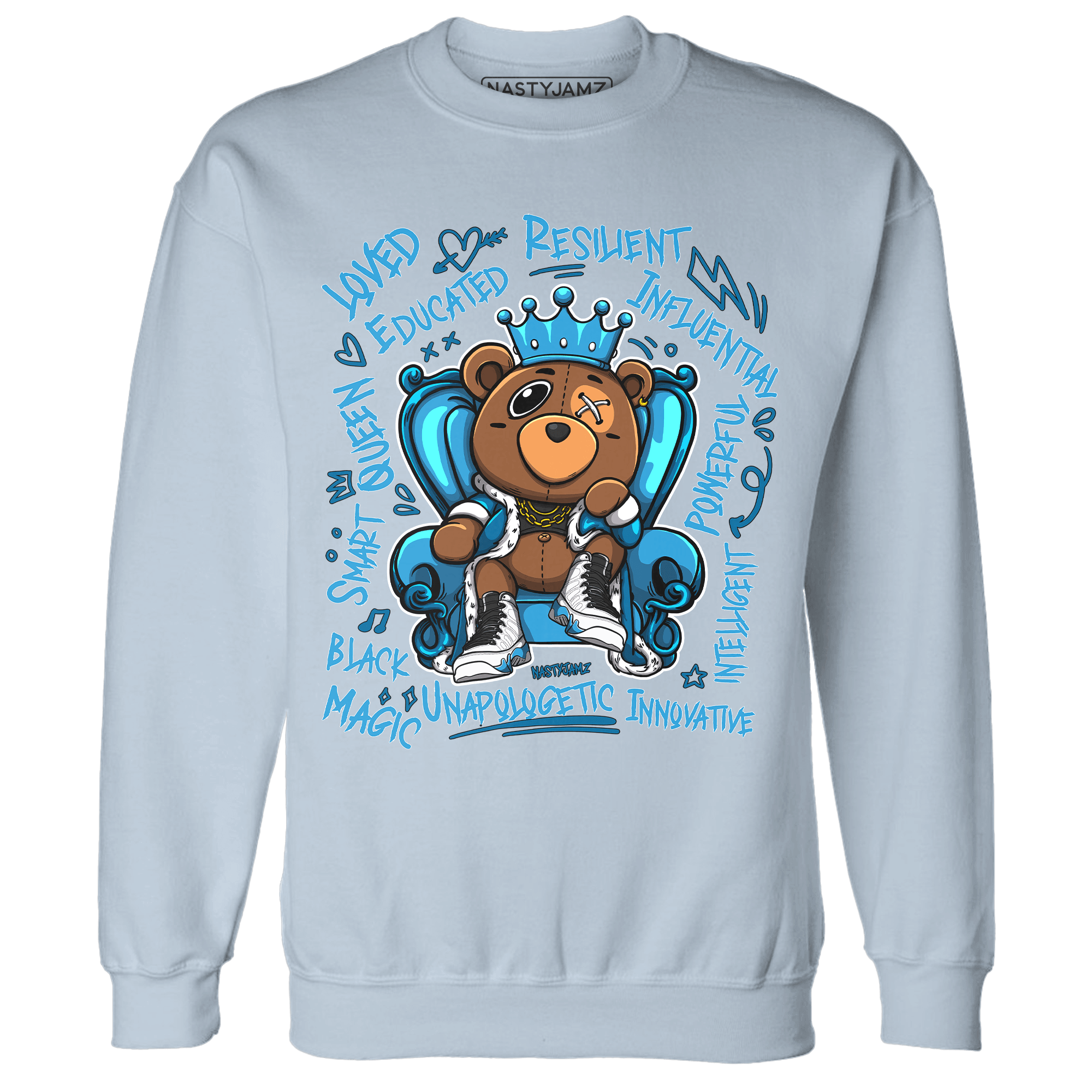 Powder Blue 9s Sweatshirt Match BER Self Definition - NastyJamz