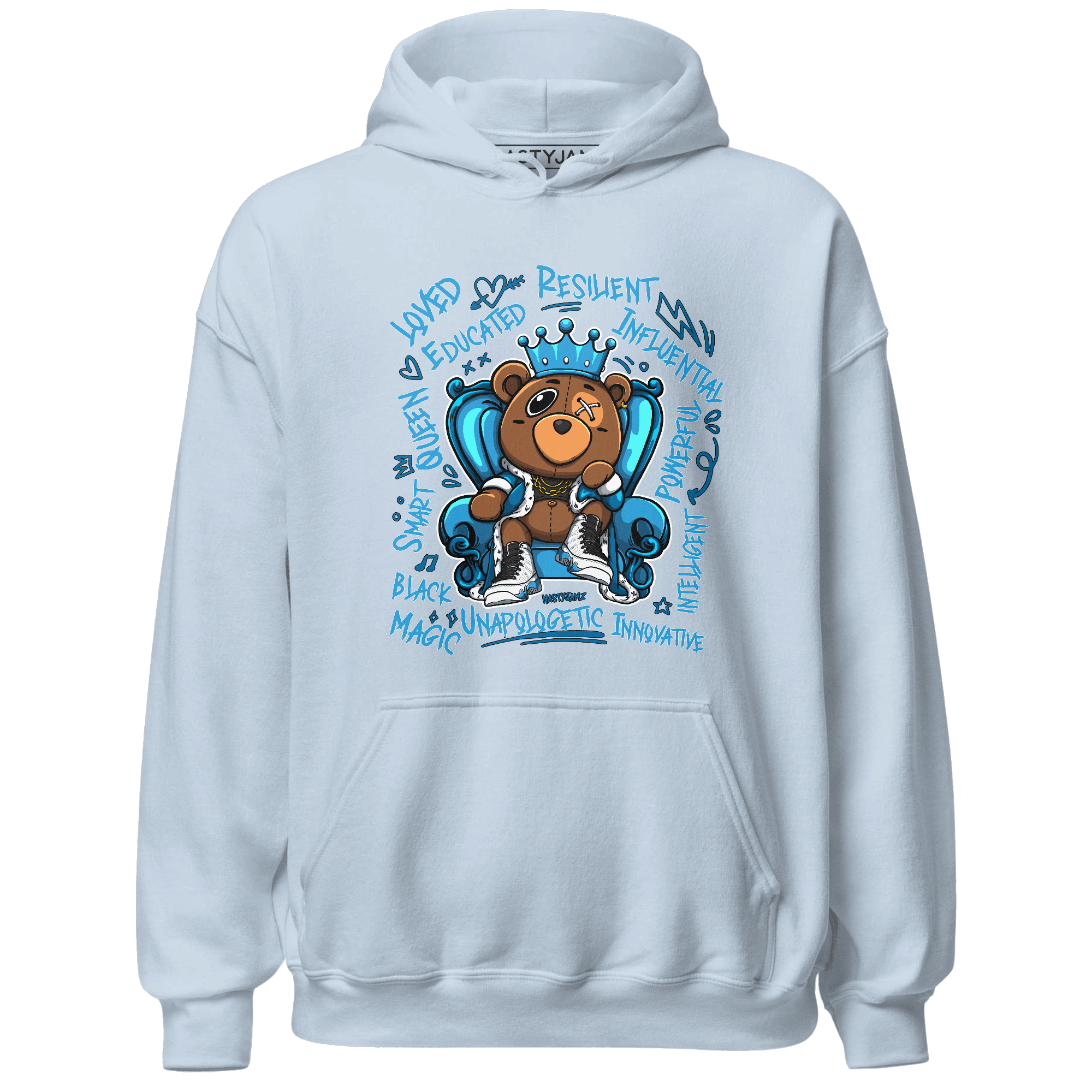Powder Blue 9s Hoodie Match BER Self Definition - NastyJamz