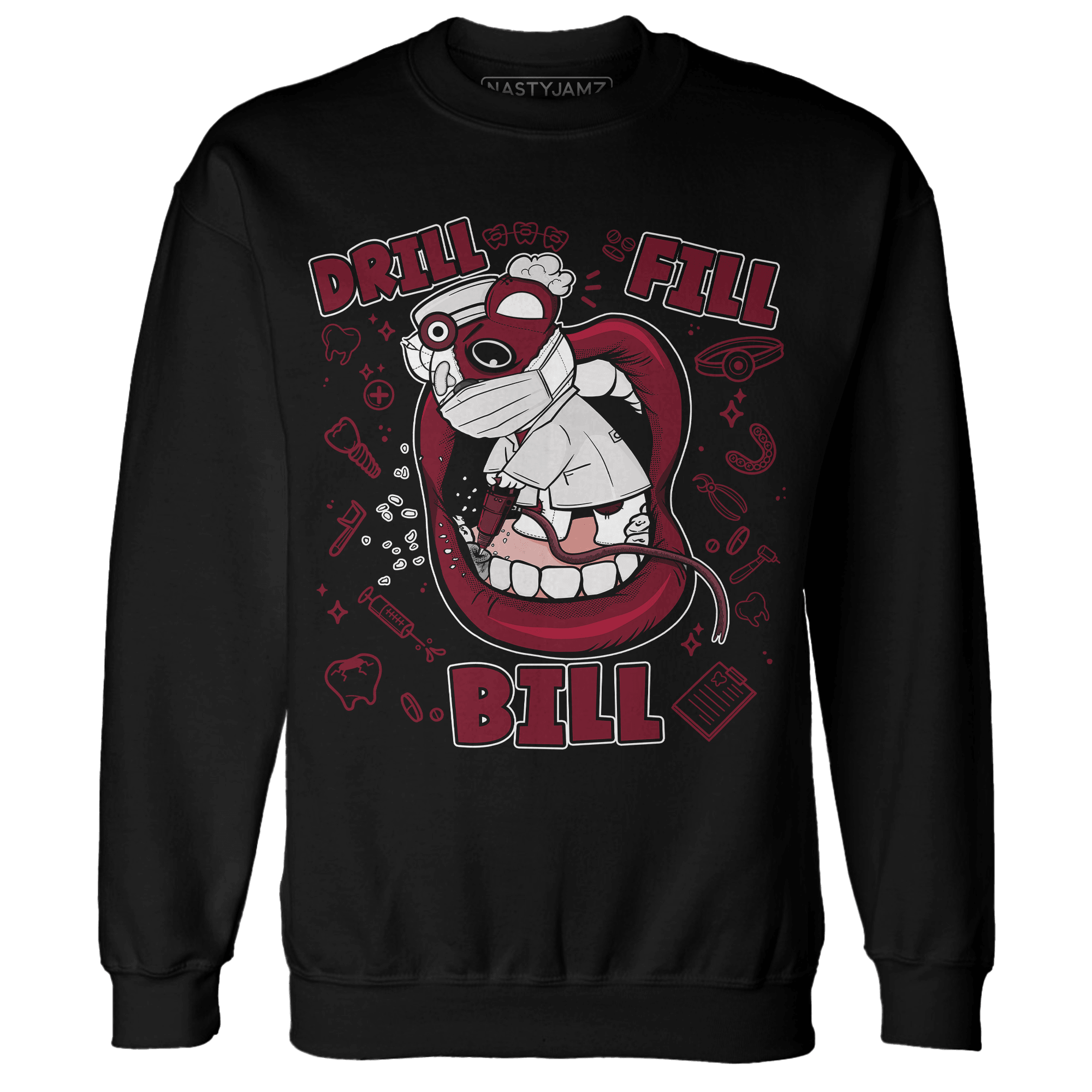 High White Team Red 1s Sweatshirt Match BER The Dentist - NastyJamz