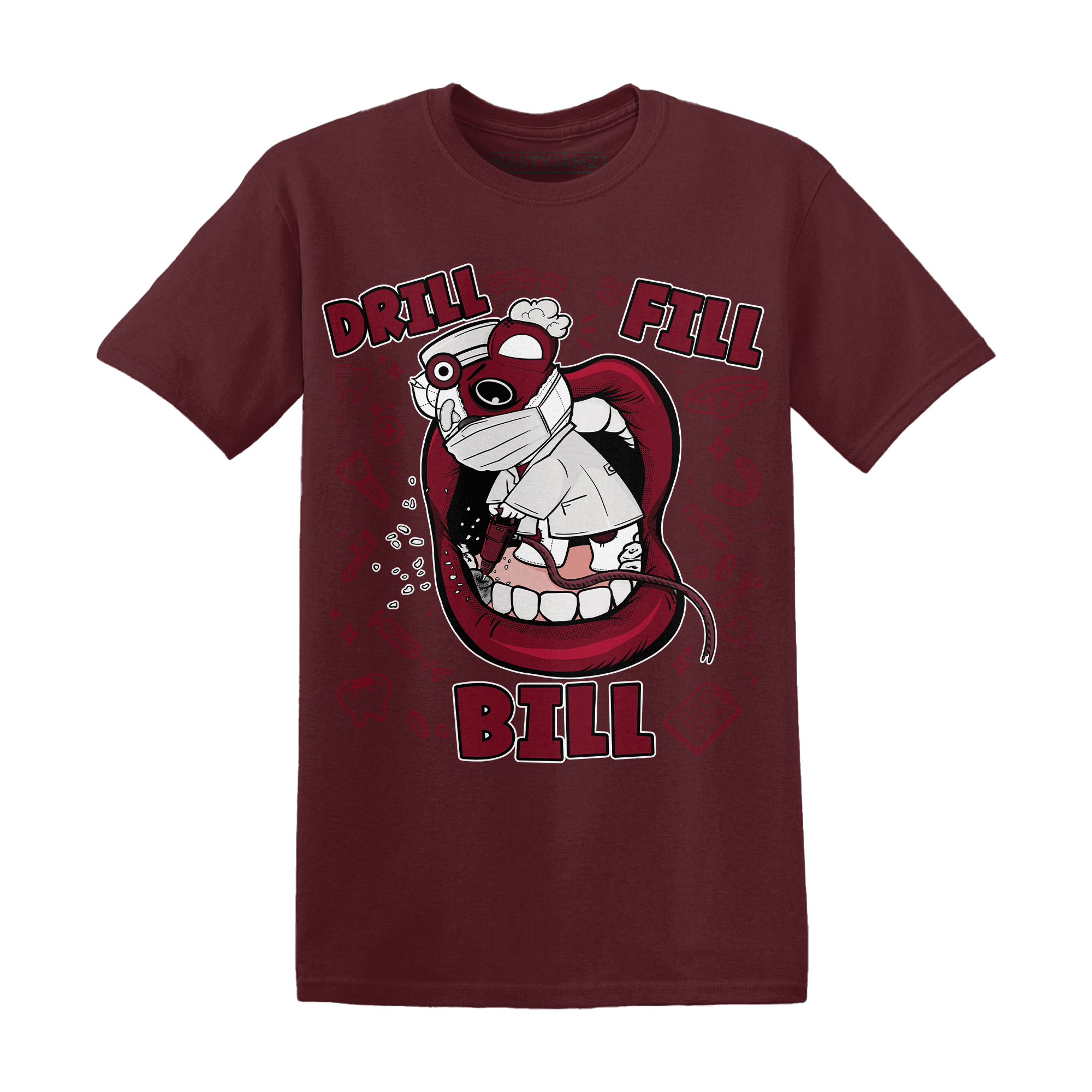 High White Team Red 1s T Shirt Match BER The Dentist - NastyJamz