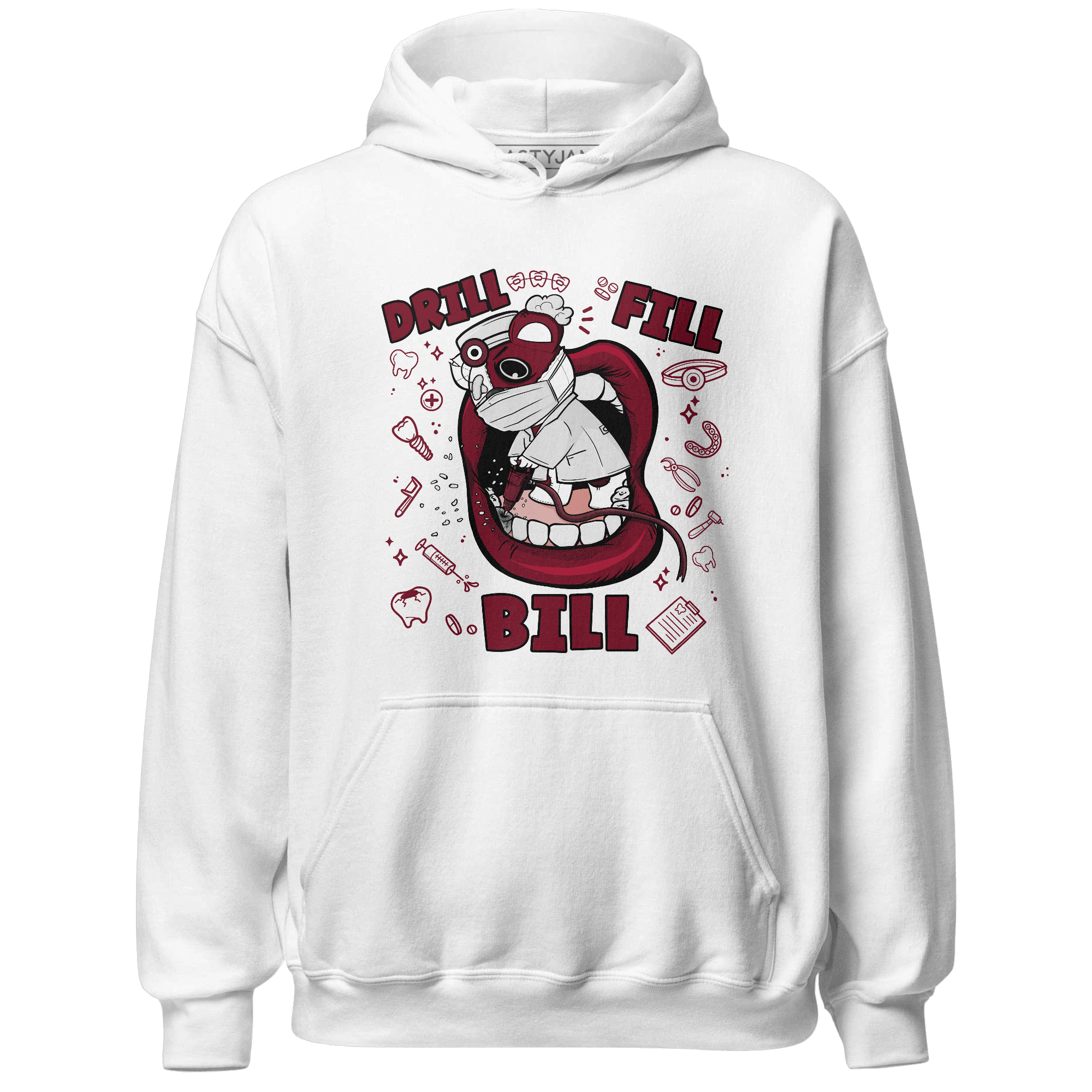 High White Team Red 1s Hoodie Match BER The Dentist - NastyJamz