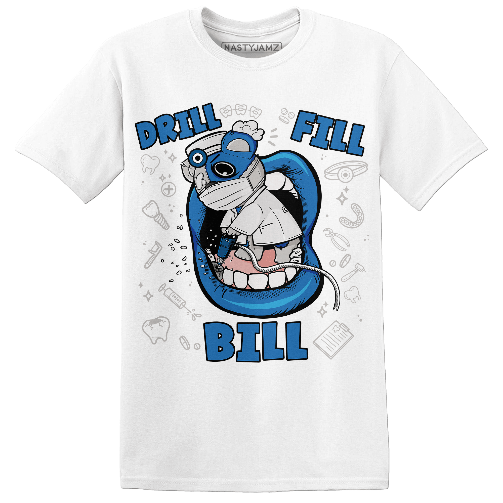 Industrial Blue 4s T Shirt Match BER The Dentist - NastyJamz