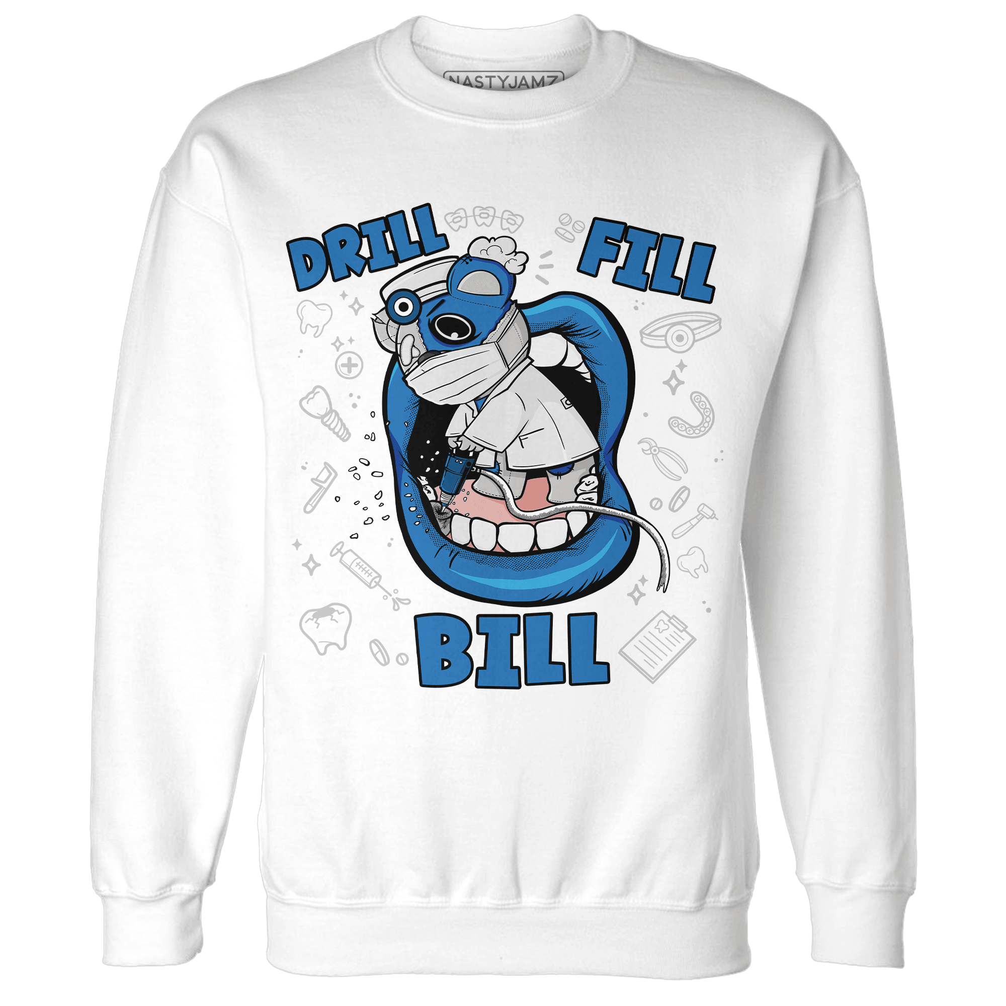 Industrial Blue 4s Sweatshirt Match BER The Dentist - NastyJamz