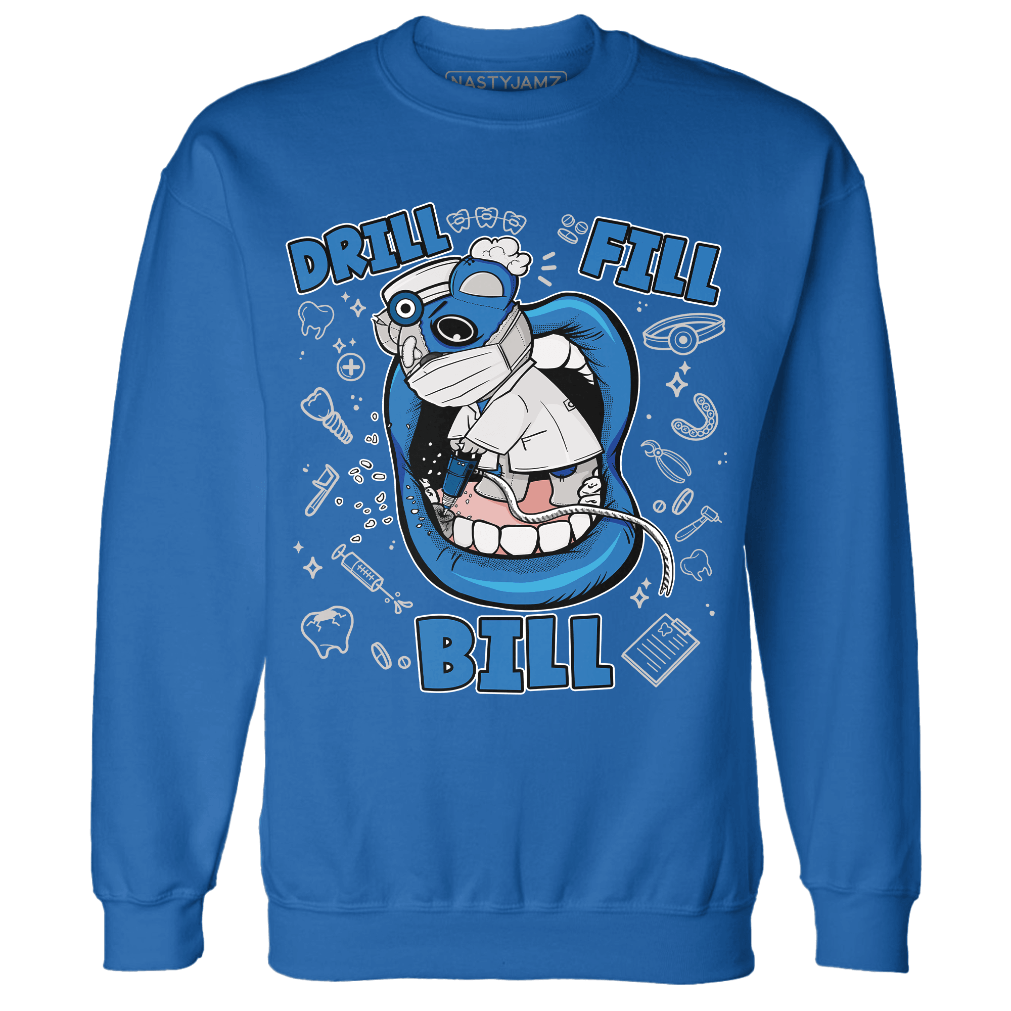 Industrial Blue 4s Sweatshirt Match BER The Dentist - NastyJamz
